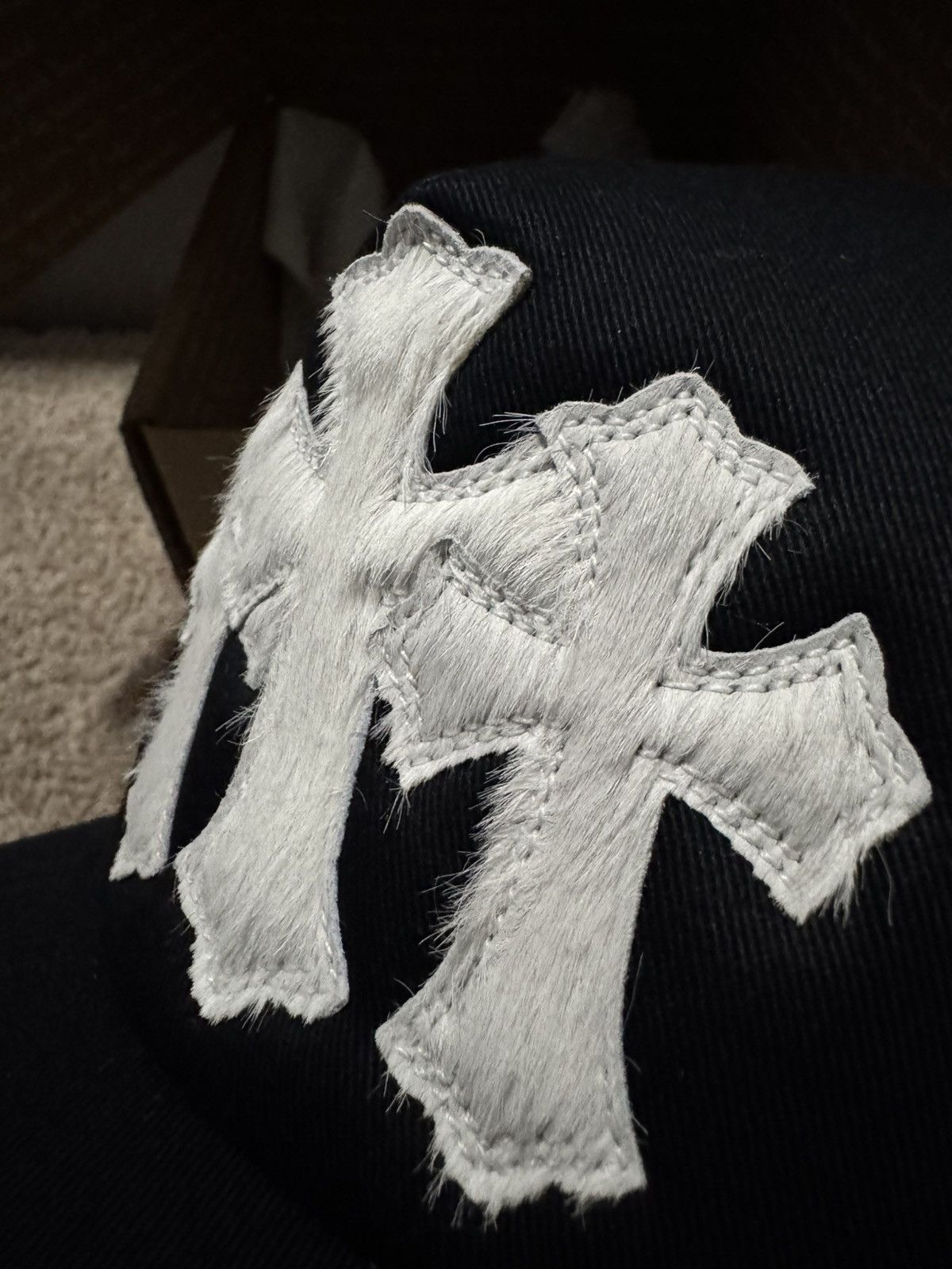 Chrome Hearts Chrome Hearts Calf Hair Triple Cementery Cross - Trucker Hat Size ONE SIZE - 4 Thumbnail