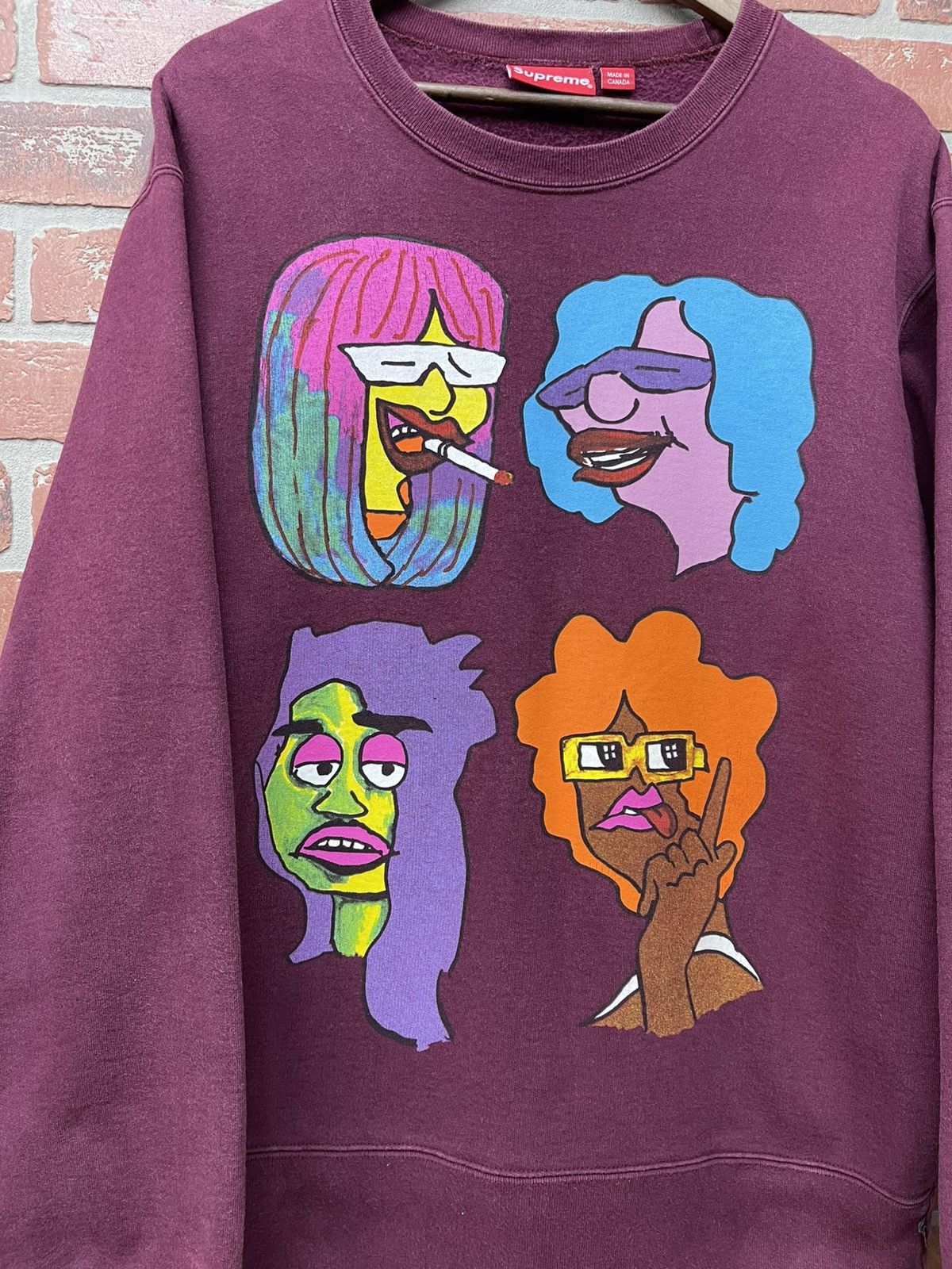Supreme Size L - Supreme Gonz Heads Crewneck Sweater Burgundy Size US L / EU 52-54 / 3 - 2 Thumbnail