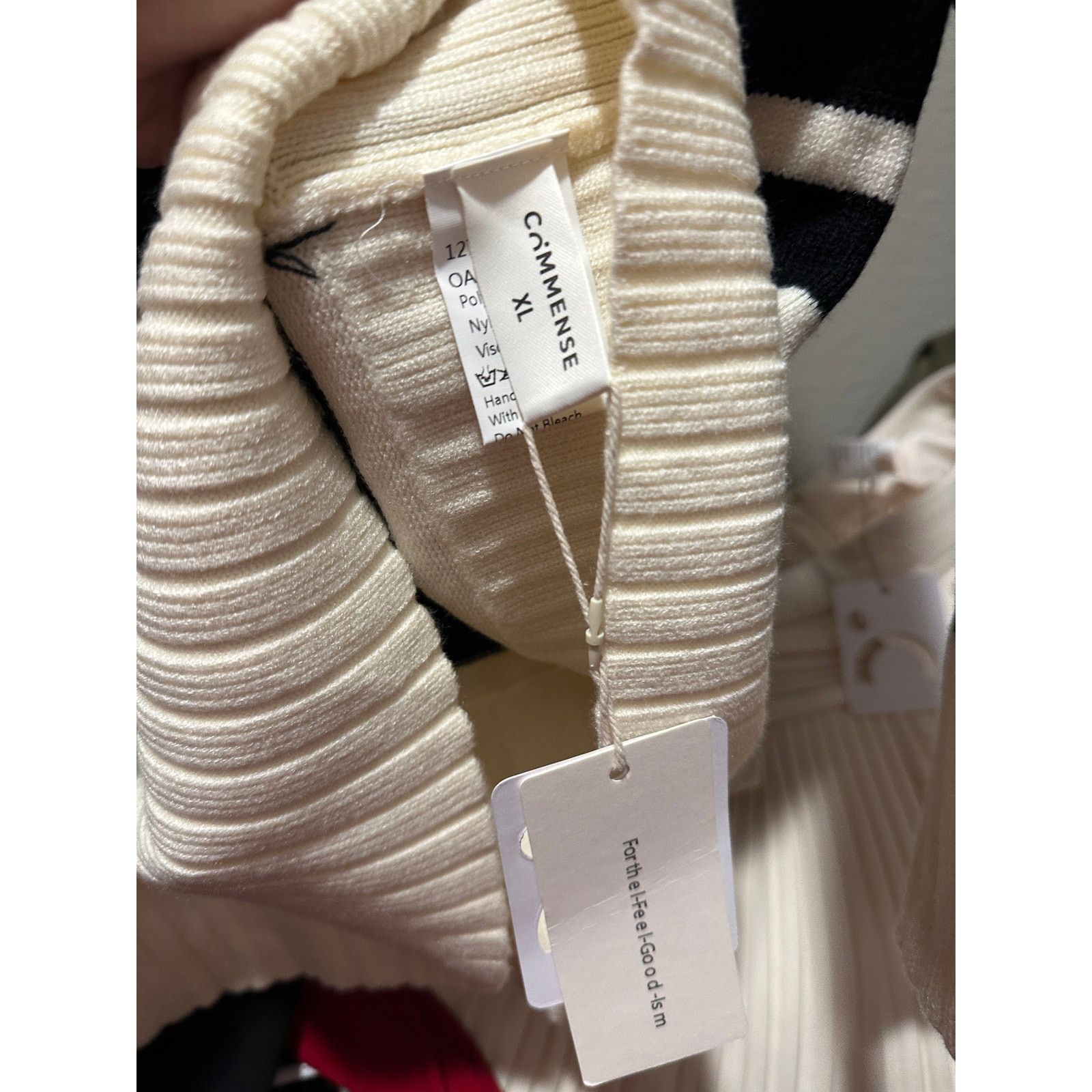 Other Commense Off White Striped Mock Neck Long Sleeve Sweater Size XL / US 12-14 / IT 48-50 - 7 Thumbnail