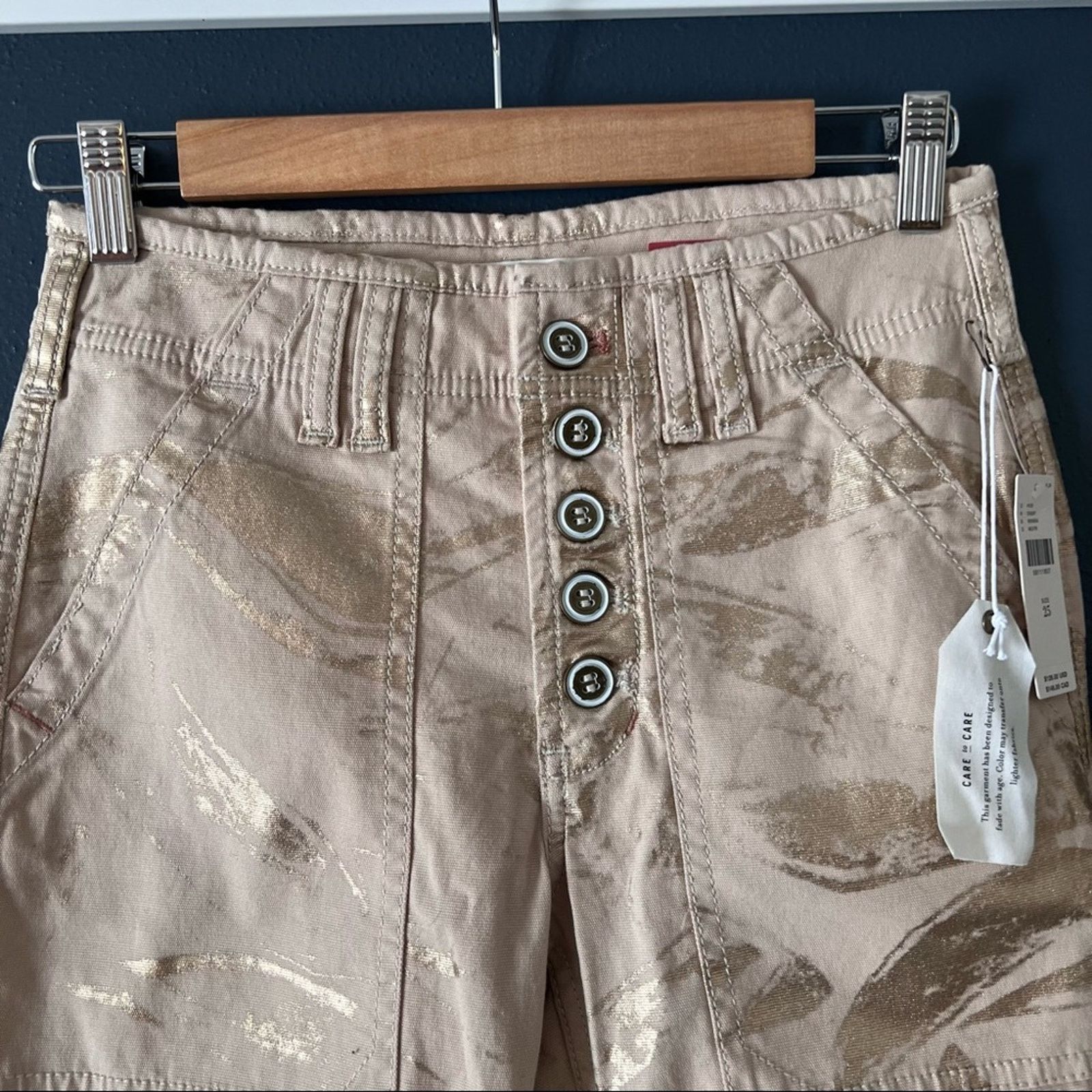 Anthropologie Anthropologie Wanderer utility pant khaki and gold painted Size 28" / US 6 / IT 42 - 4 Thumbnail