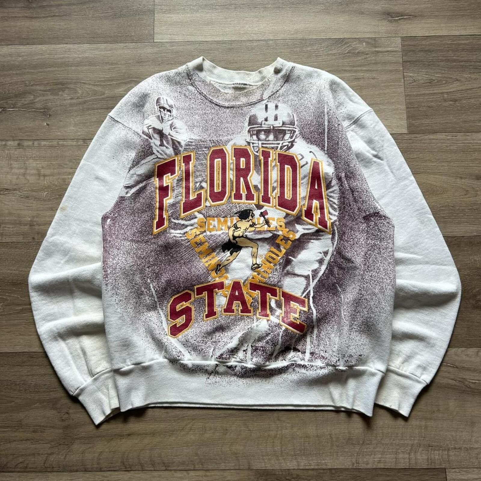 Fruit Of The Loom Vintage 90’s FSU Football AOP Crewneck Sweatshirt L rare Size US L / EU 52-54 / 3 - 1 Thumbnail