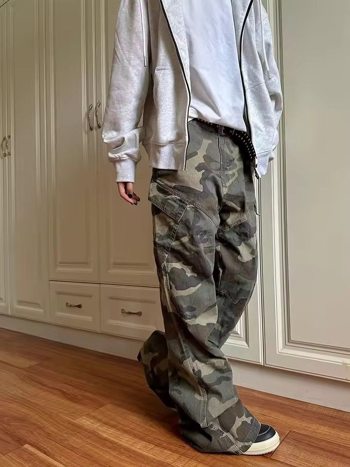 Camo Cargo Pants - Baggy Barrel-Leg Utility Trousers