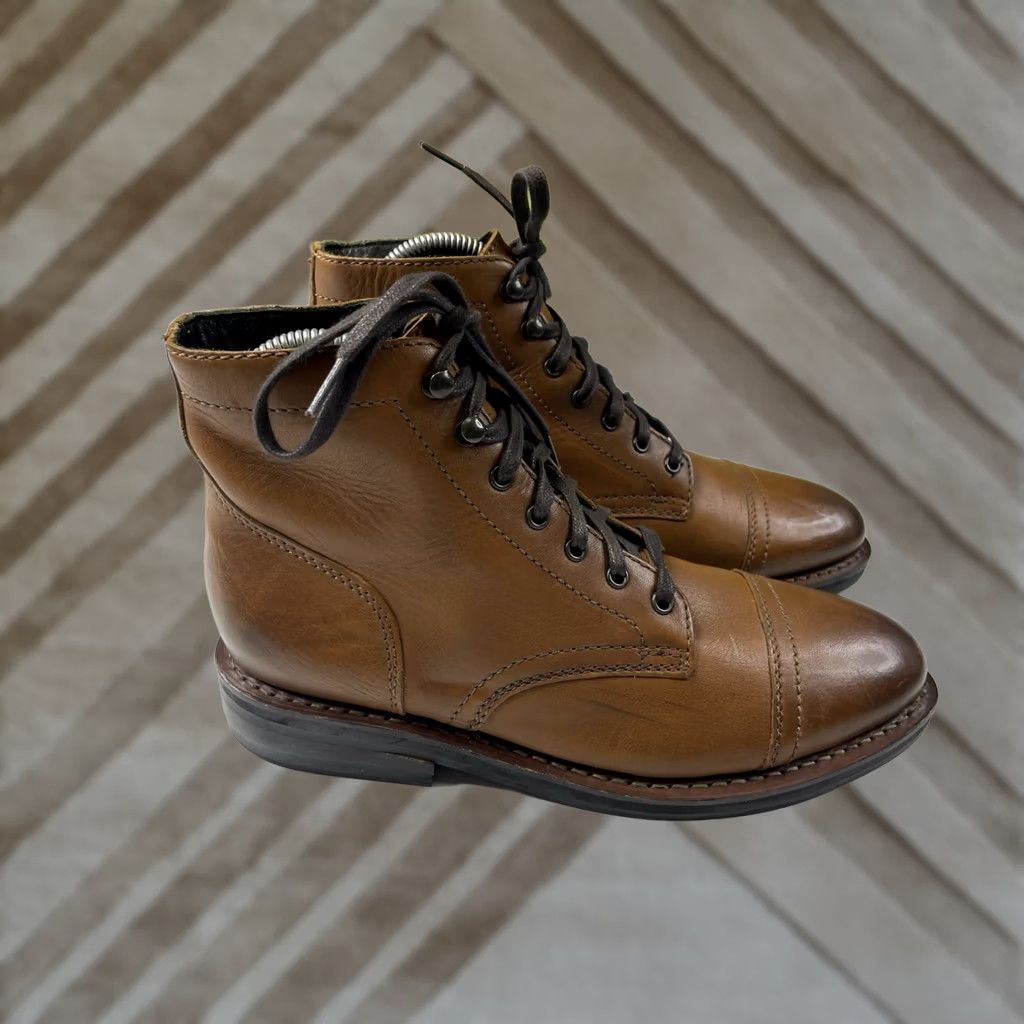 Thursday Boot Company VINTAGE Thursday Boot Company Captain Brown Cap Toe Leather Boots Mens Size 12.5 US Brown Leather Cap Toe Combat Boots Mens Size ONE SIZE - 1 Thumbnail