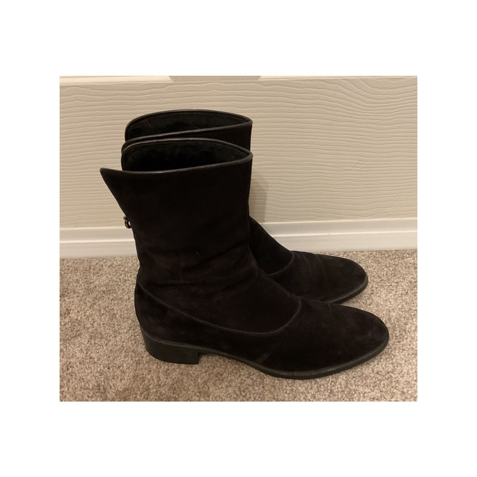 J/Slides J/Slides Black Leather Platform W's Riley Chelsea Boot, 6 Size US 6 / IT 36 - 5 Thumbnail