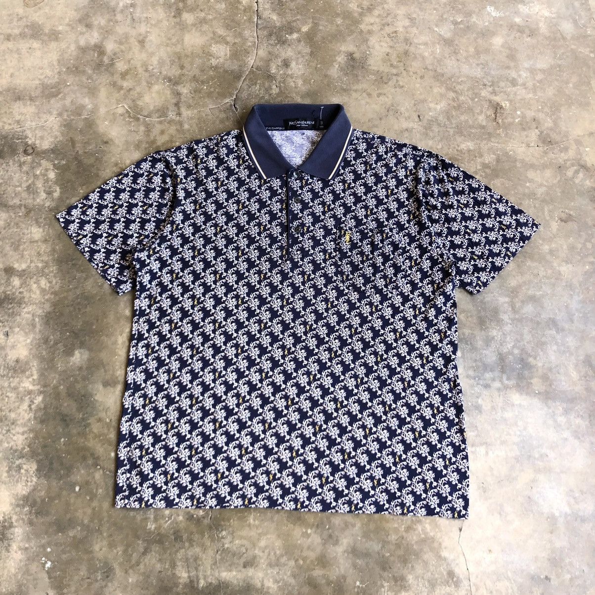Yves Saint Laurent 1990s Yves Saint Laurent Pour Homme Monogram Polo Shirt Size US XL / EU 56 / 4 - 1 Thumbnail