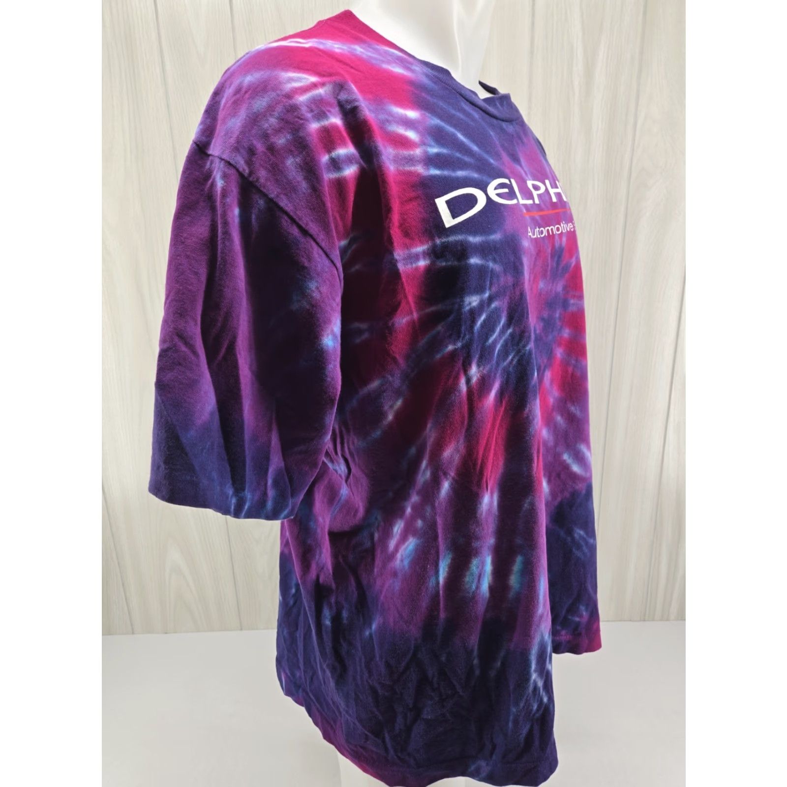 Vintage VINTAGE Delphi Automotive Systems VTG 90s Single Stitch T-Shirt Men’s XL Tie Dye Purple Shirt Mens XL Purple 90s Logo Graphic Print Size US XL / EU 56 / 4 - 6 Thumbnail
