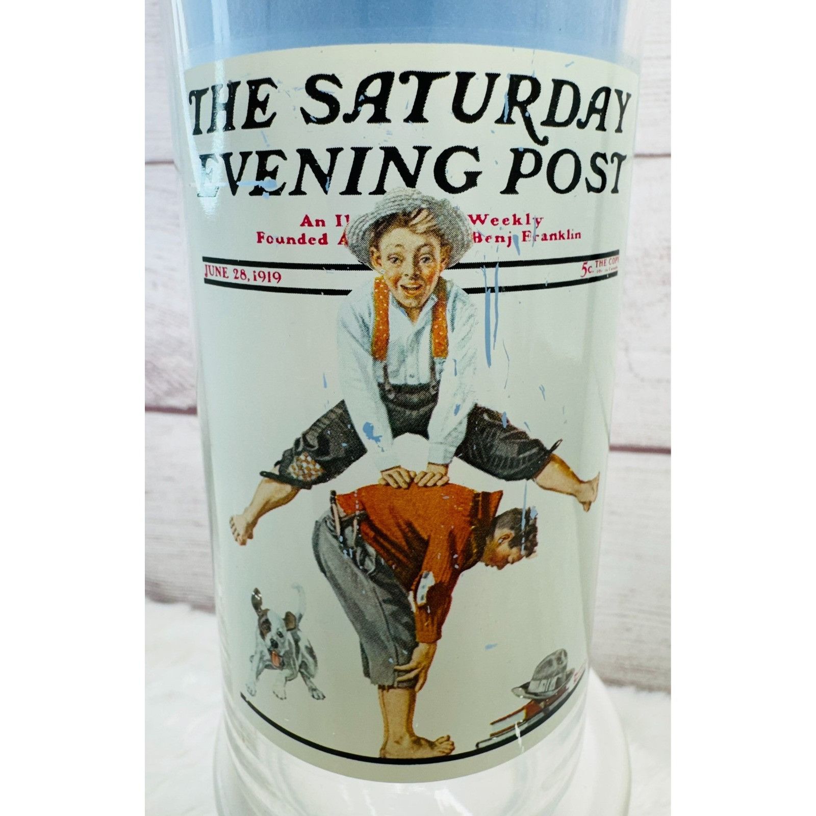Other Norman Rockwell Saturday Evening Post "LEAPFROG" Glass Tumbl Size ONE SIZE - 6 Thumbnail