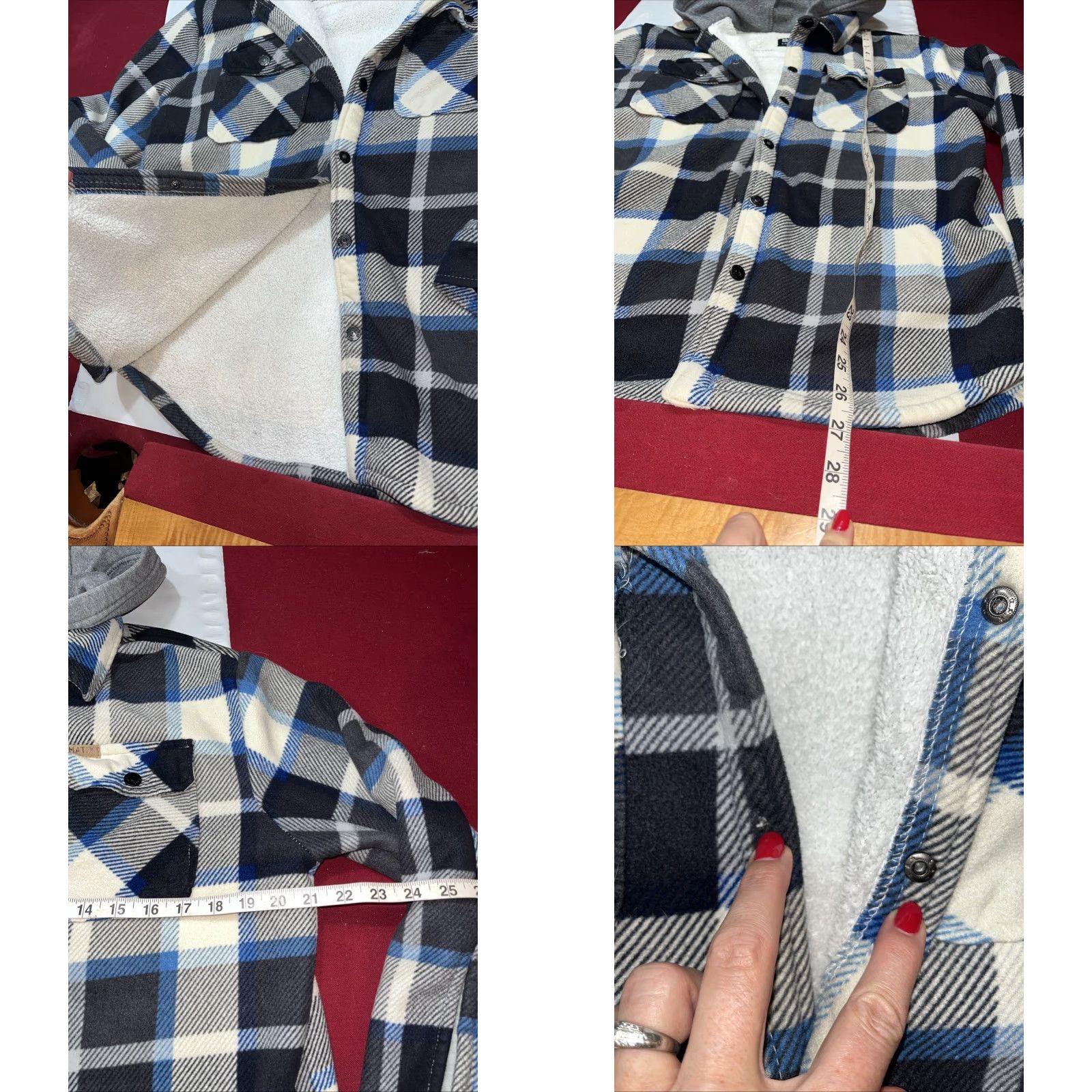 Vintage Matix Shirt Jacket Hooded Lined Plaid Sherpa Gray Hoodie Mens M Size US M / EU 48-50 / 2 - 8 Thumbnail