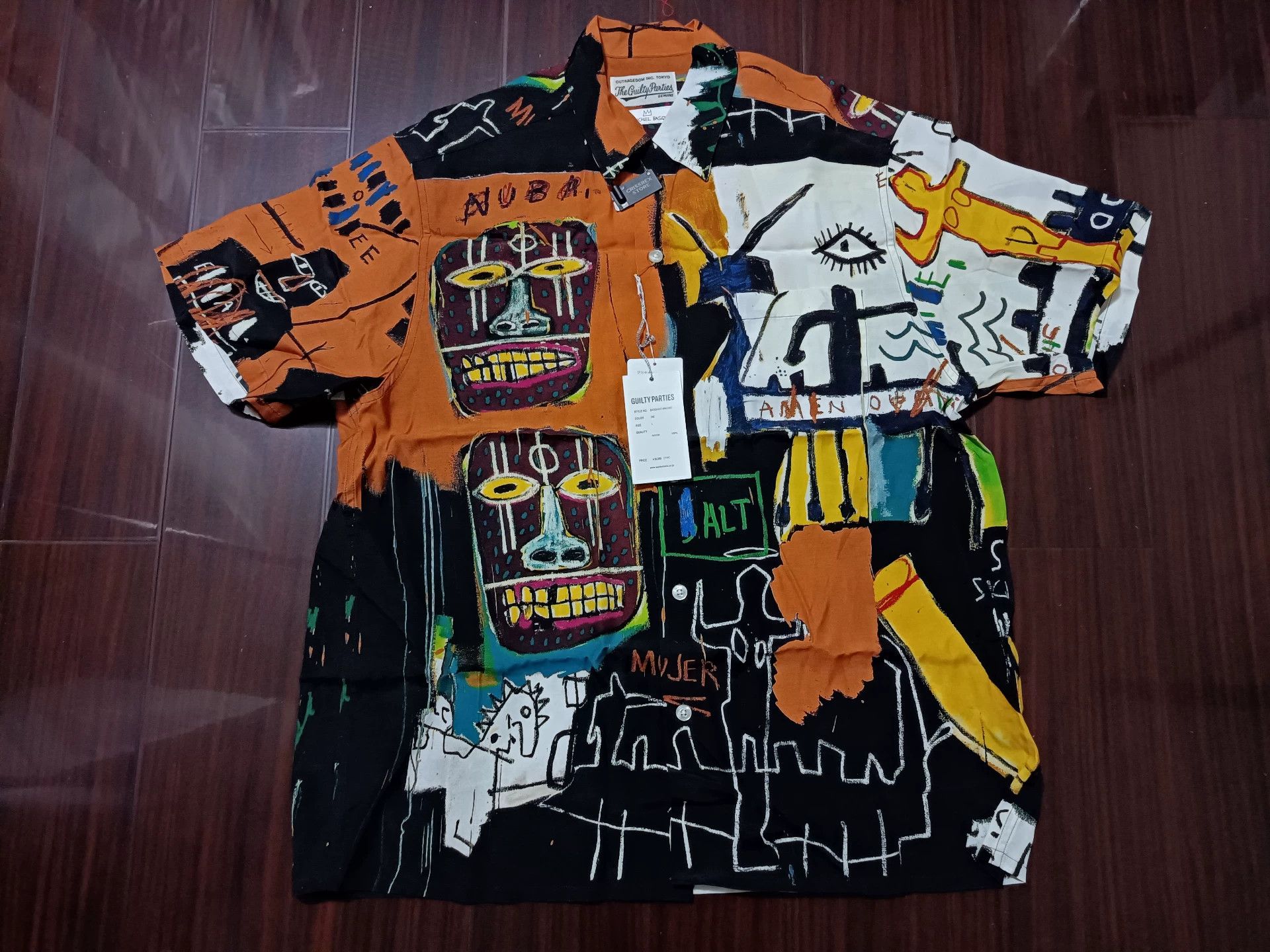 WACKO MARIA 「PARADISE KYOTO」 木綿シャツ 京都西陣 WACKOMARIA JEAN-MICHEL BASQUIAT SHIRT L