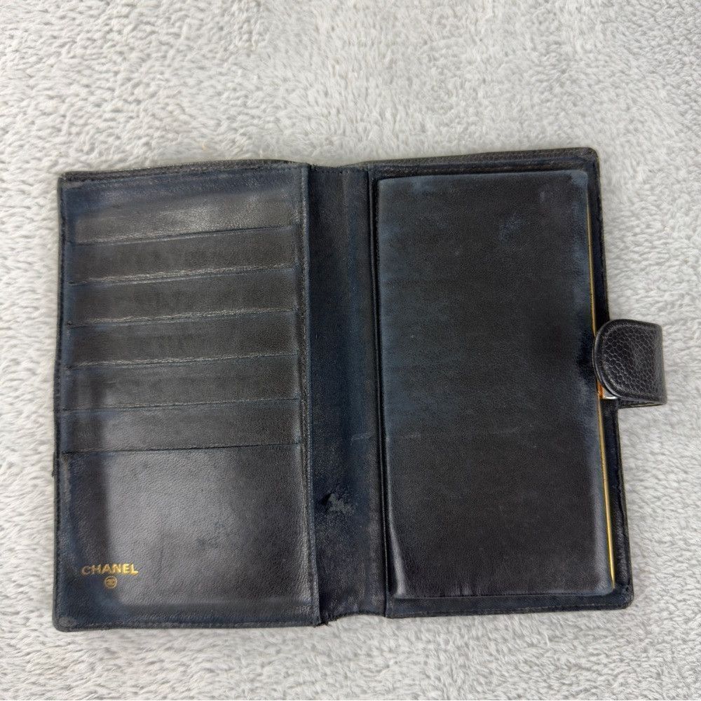 Chanel CHANEL CC Logo Grained Calfskin Leather Long Bifold Wallet Size ONE SIZE - 2 Thumbnail