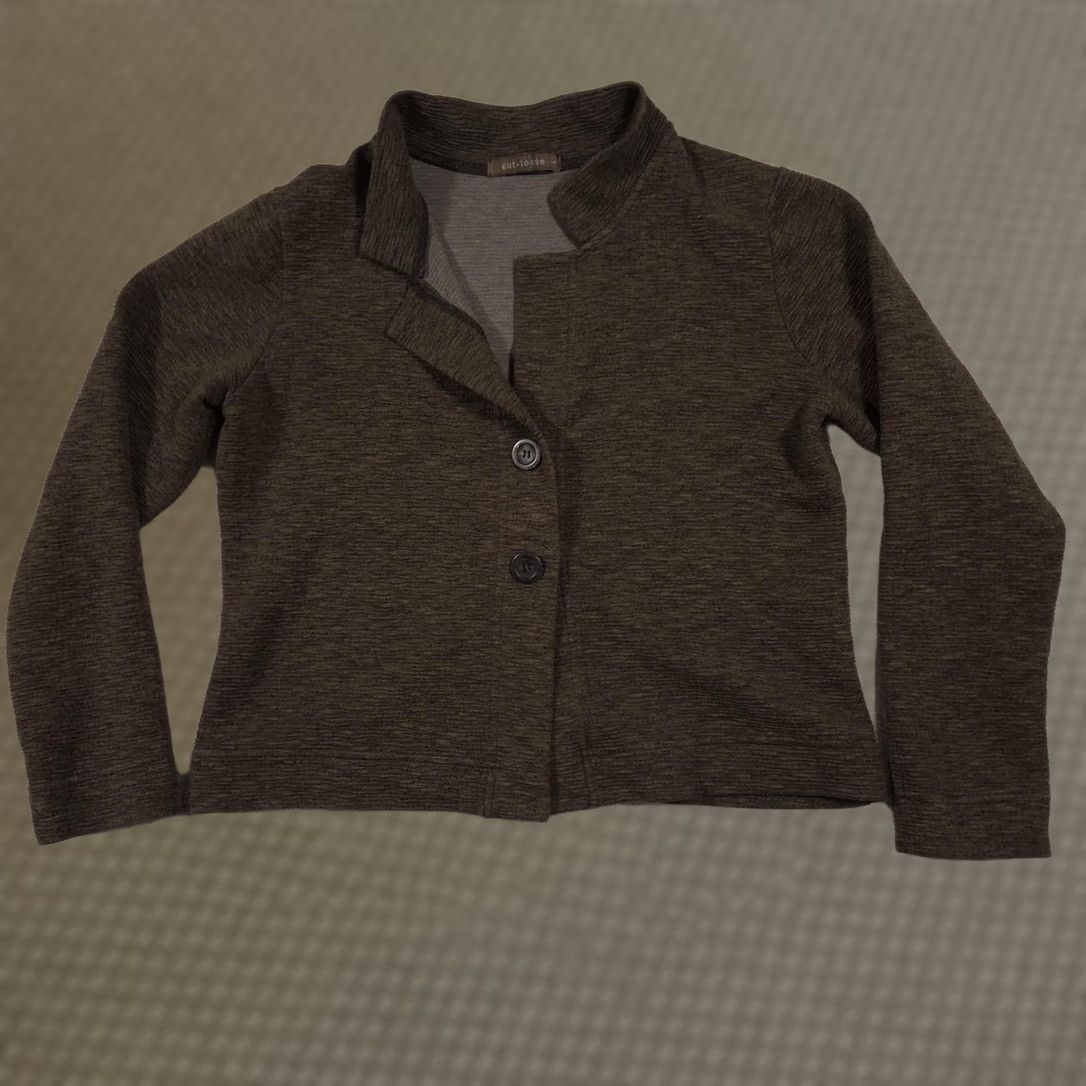 Vintage Cut Loose Blazer Womens Large Green Knit Button Front Stretch Jacket Casual Size L / US 10 / IT 46 - 1 Thumbnail