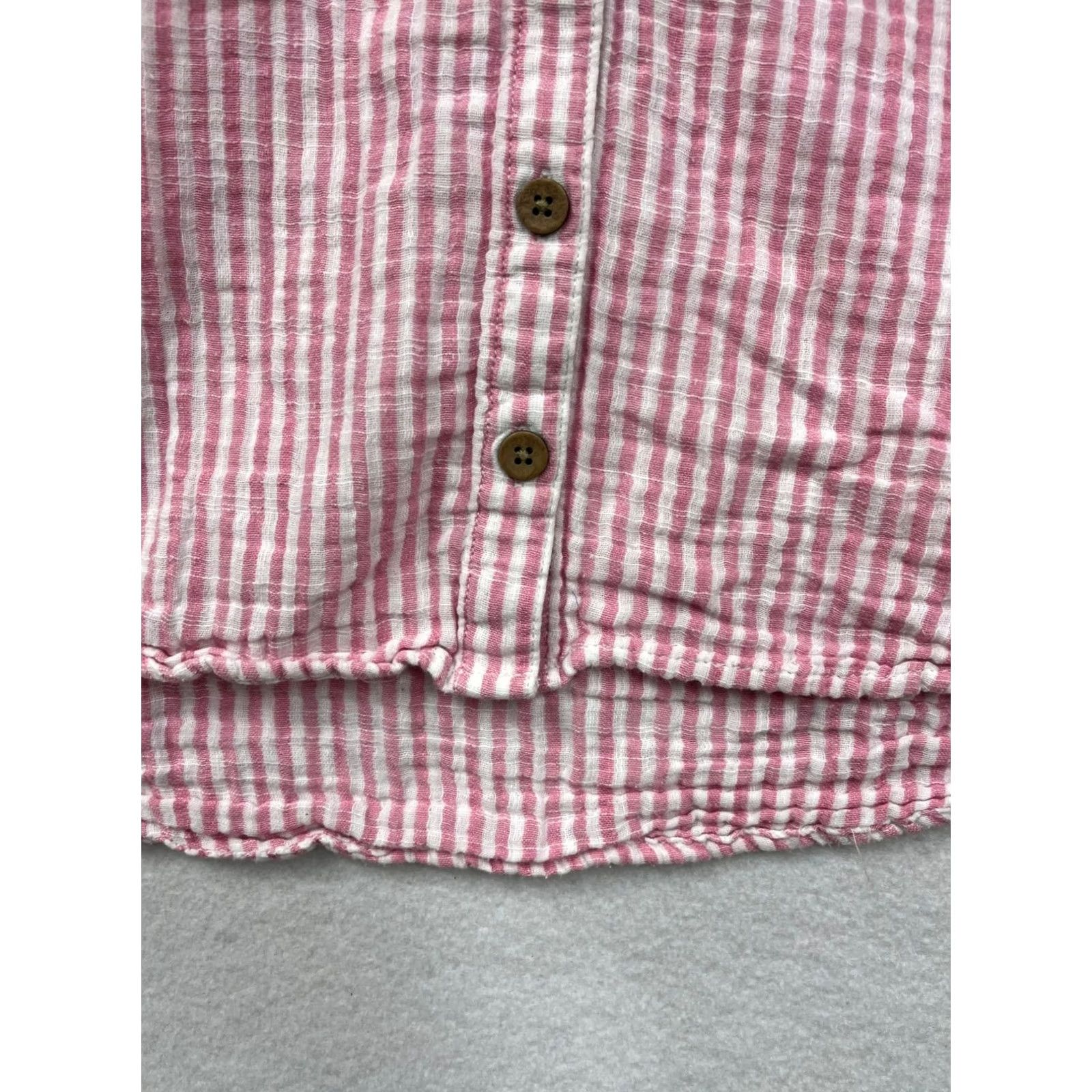 Pinko VINTAGE Beachlunchlounge Shirt Womens L Pink White Striped Button-Up Cotton Blouse 6063 Size L / US 10 / IT 46 - 5 Thumbnail