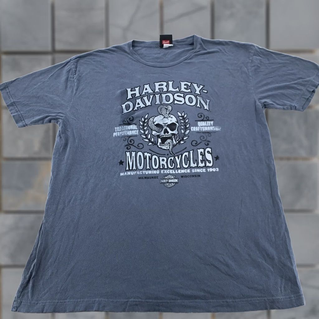 Harley Davidson Harley-Davidson T-Shirt Mens XL Gray Baltimore Maryland Skull Biker Tee Size US XL / EU 56 / 4 - 1 Thumbnail