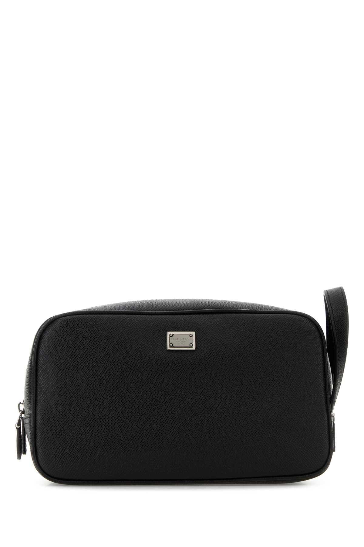 Dolce & Gabbana Black Leather Beauty Case Size ONE SIZE - 1 Thumbnail