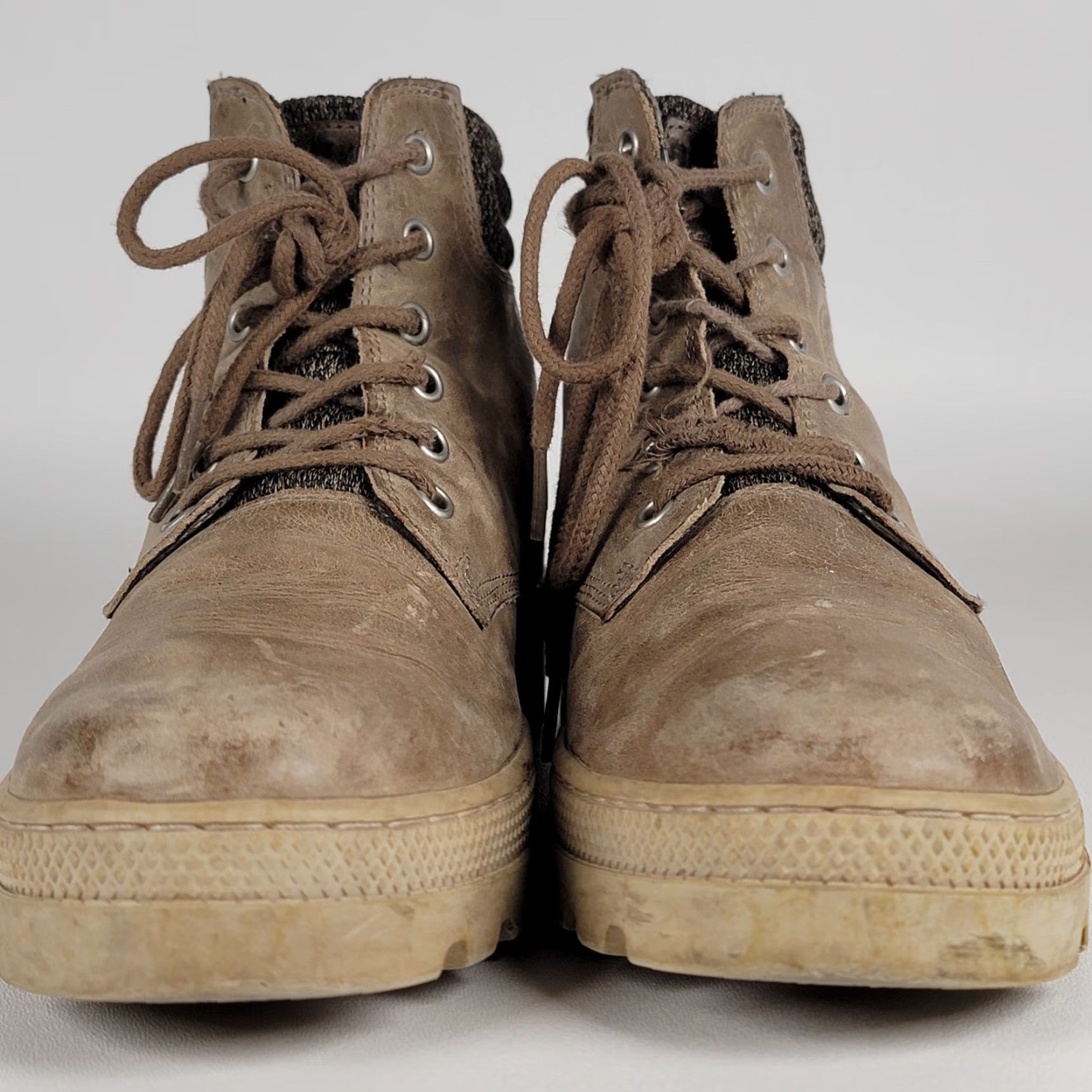 Palladium Palladium Boots Women’s Lace-Up Ankle Size 9.5 Tan Leather/Fabric Combat Block Heel Womens Shoes Size US 8 / IT 38 - 3 Thumbnail