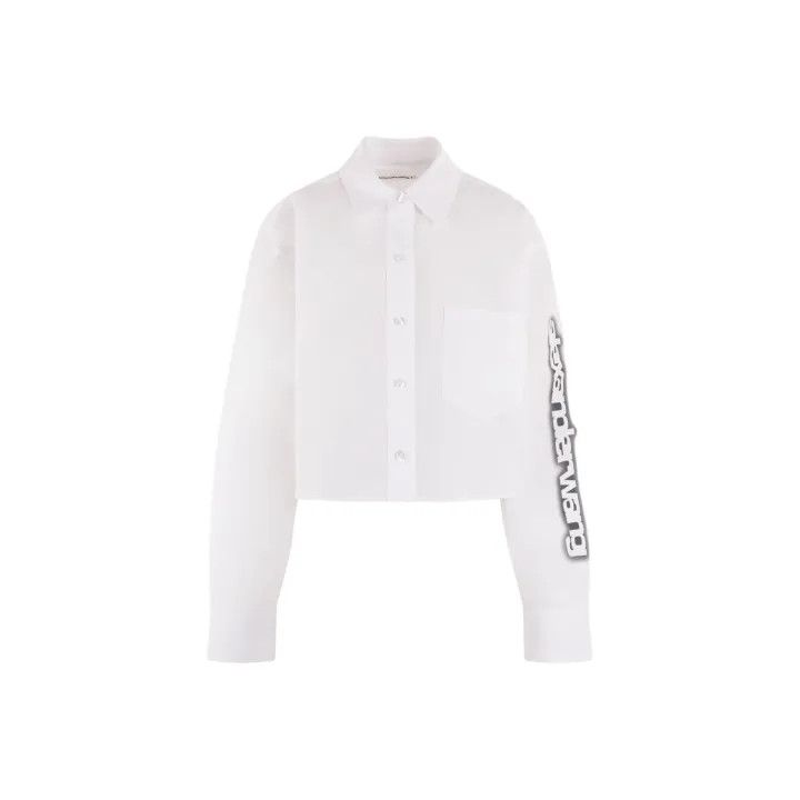 Alexander Wang Halo Print Cropped Button-Up Shirt 0079