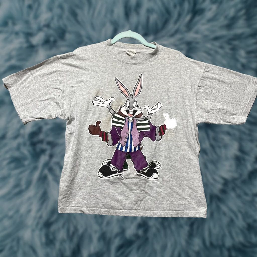 Vintage VINTAGE Looney Tunes Shirt Gray Crop Double Graphics Bugs Bunny Taz Gangster Hip Hop Cartoon 90s Short Sleeve Adult M Womens Mens Size US M / EU 48-50 / 2 - 1 Thumbnail