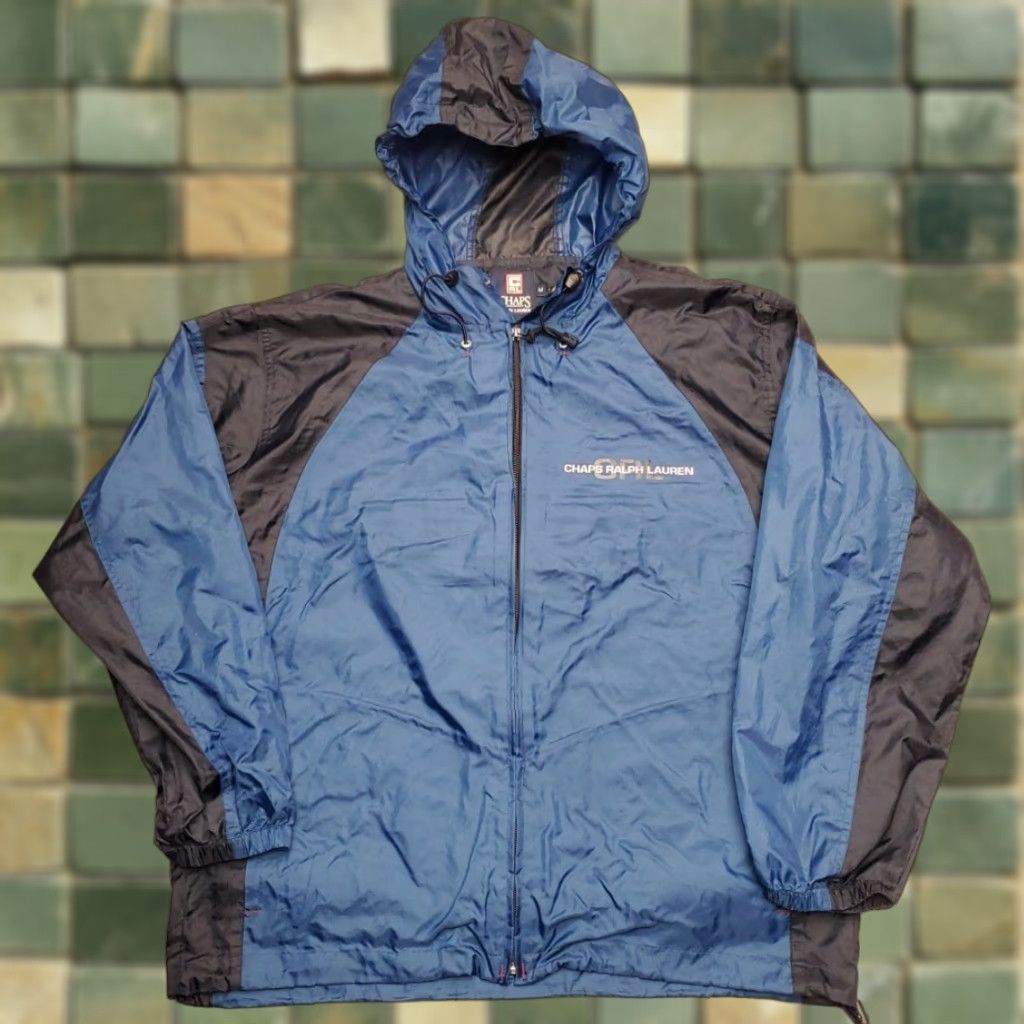 Ralph Lauren VINTAGE Chaps Ralph Lauren Windbreaker Jacket Hooded Mens Nylon Blue Black American Flag Size M Size US M / EU 48-50 / 2 - 1 Thumbnail