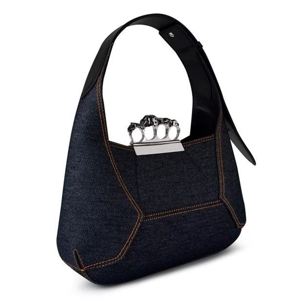 Alexander McQueen o1g2r1mq0824 Size: OS / The Jewelled Hobo Bag Denim Blue Size ONE SIZE - 2 Thumbnail