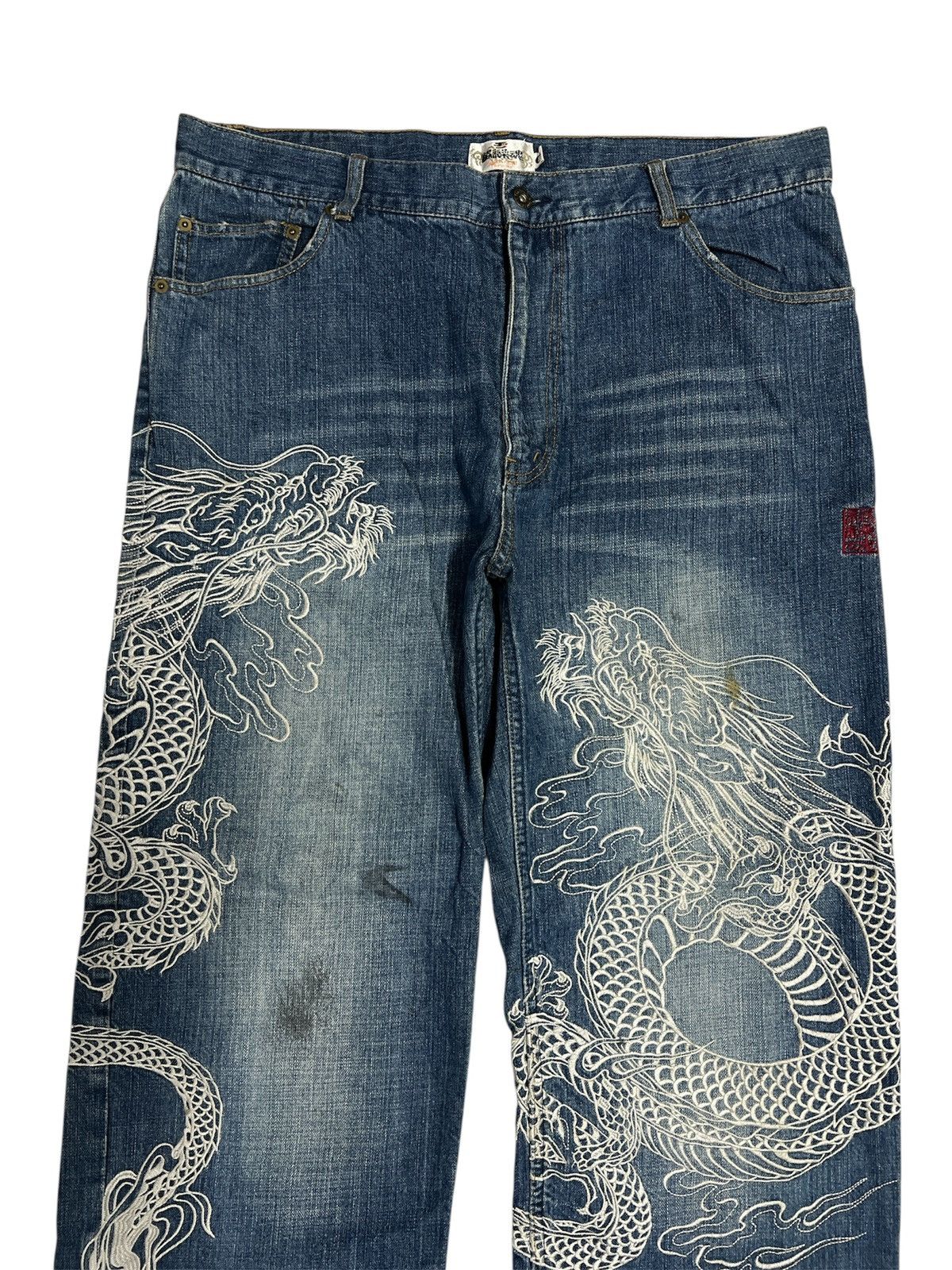Japanese Brand BAGGY🔥KARAKURI DOUBLE DRAGON Size US 37 - 5 Thumbnail