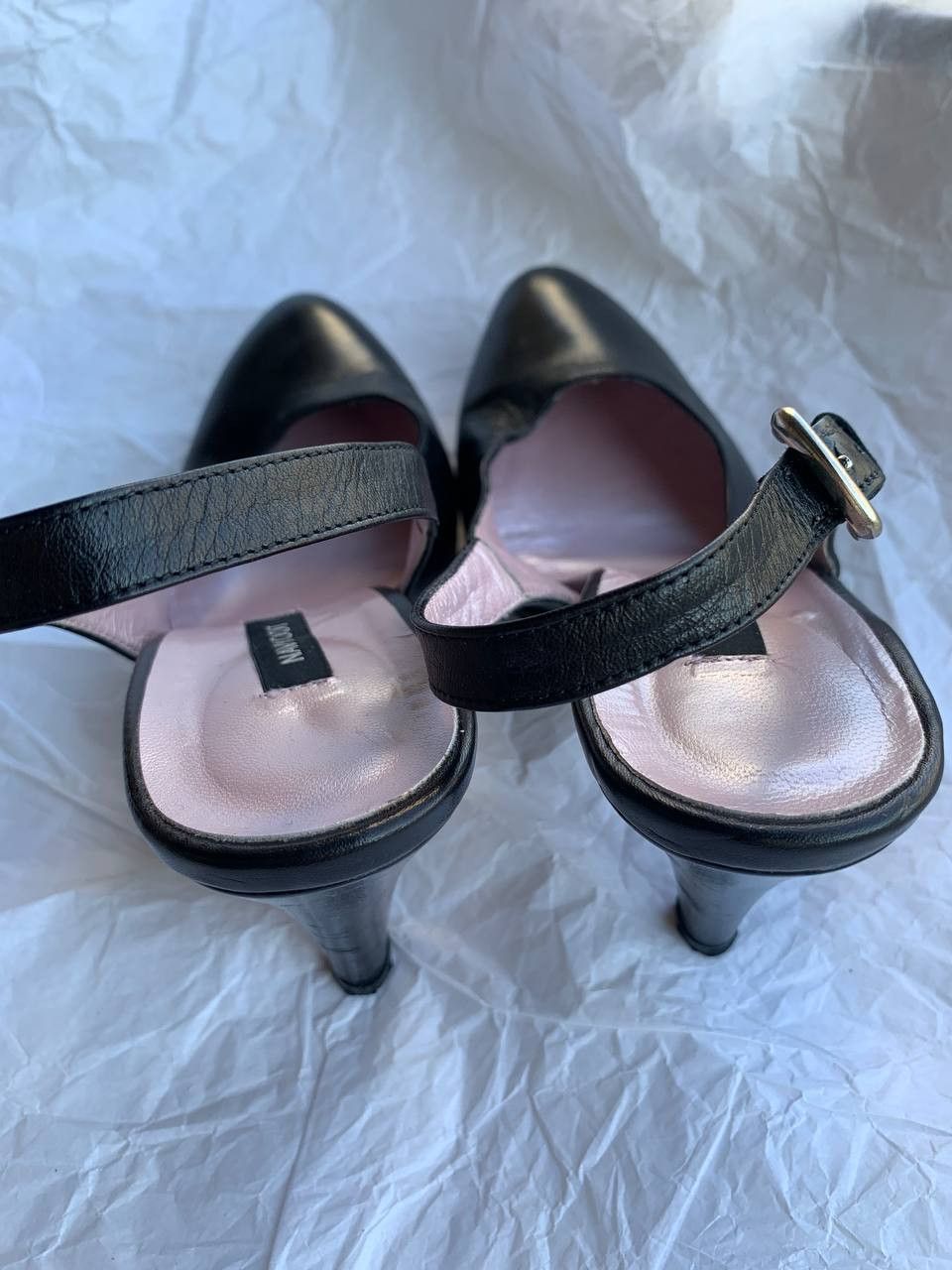 NAVYBOOT Navyboot black leather vintage slingback heels Size US 7 / IT 37 - 8 Thumbnail