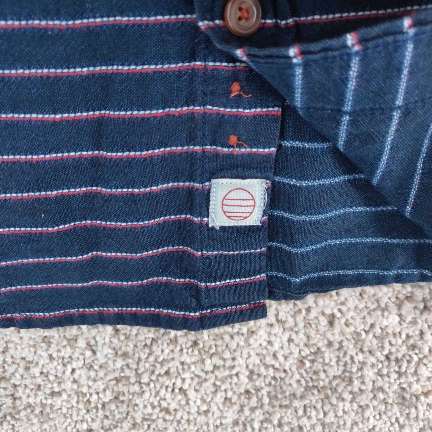 Marine Layer Marine Layer Shirt Mens L Multicolor Striped Short Sleeve Button Cotton Size US L / EU 52-54 / 3 - 5 Thumbnail