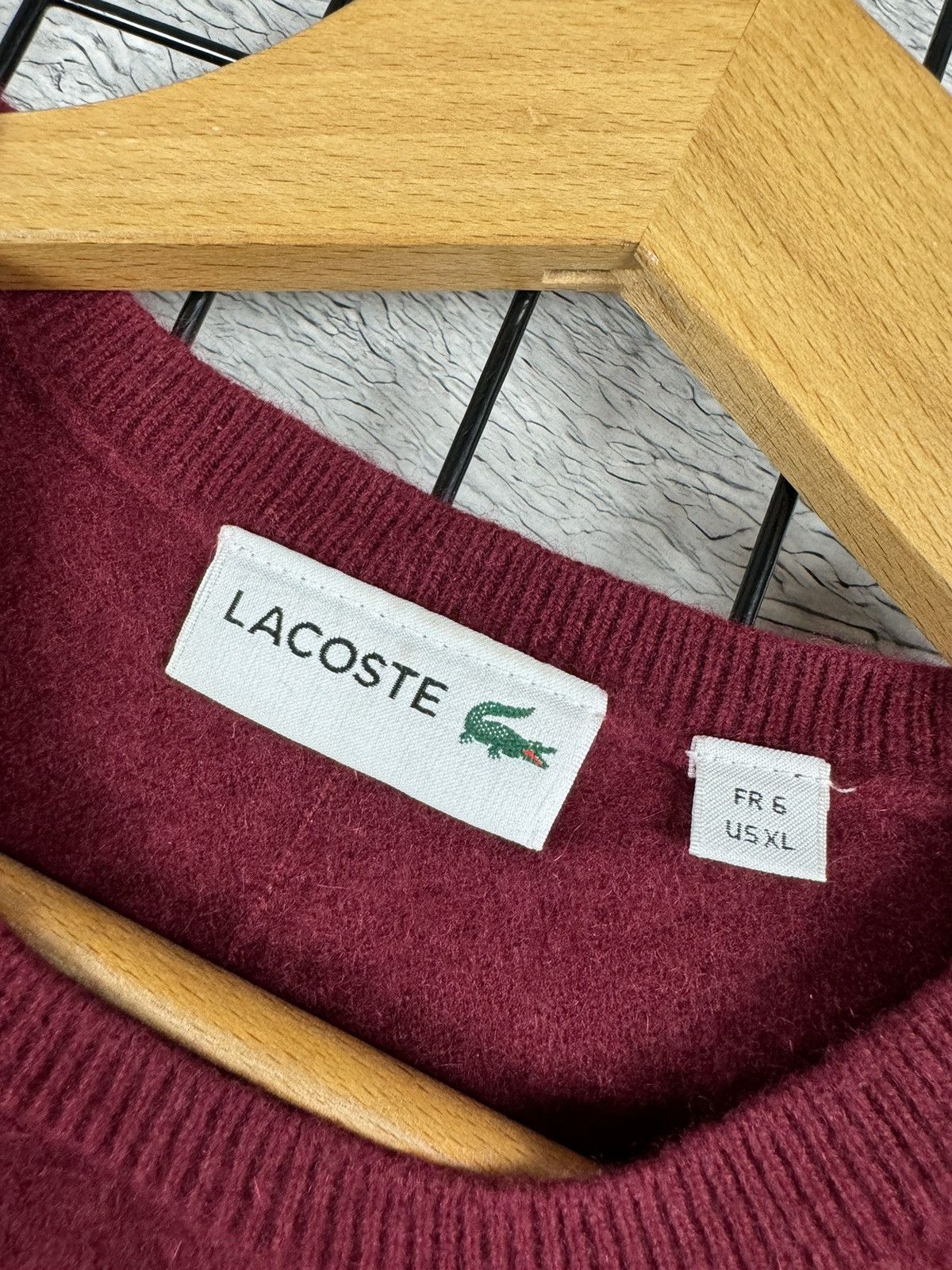 Lacoste × Vintage Lacoste Sweater Mens Red Size S(6) 100% Cashmere Knit Crew N Size US S / EU 44-46 / 1 - 7 Thumbnail