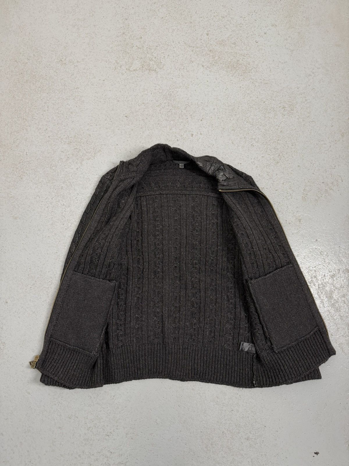 John Varvatos John Varvatos Fall 2015 Runway Foil Cable Knit Zip Sweater Size US L / EU 52-54 / 3 - 12 Thumbnail