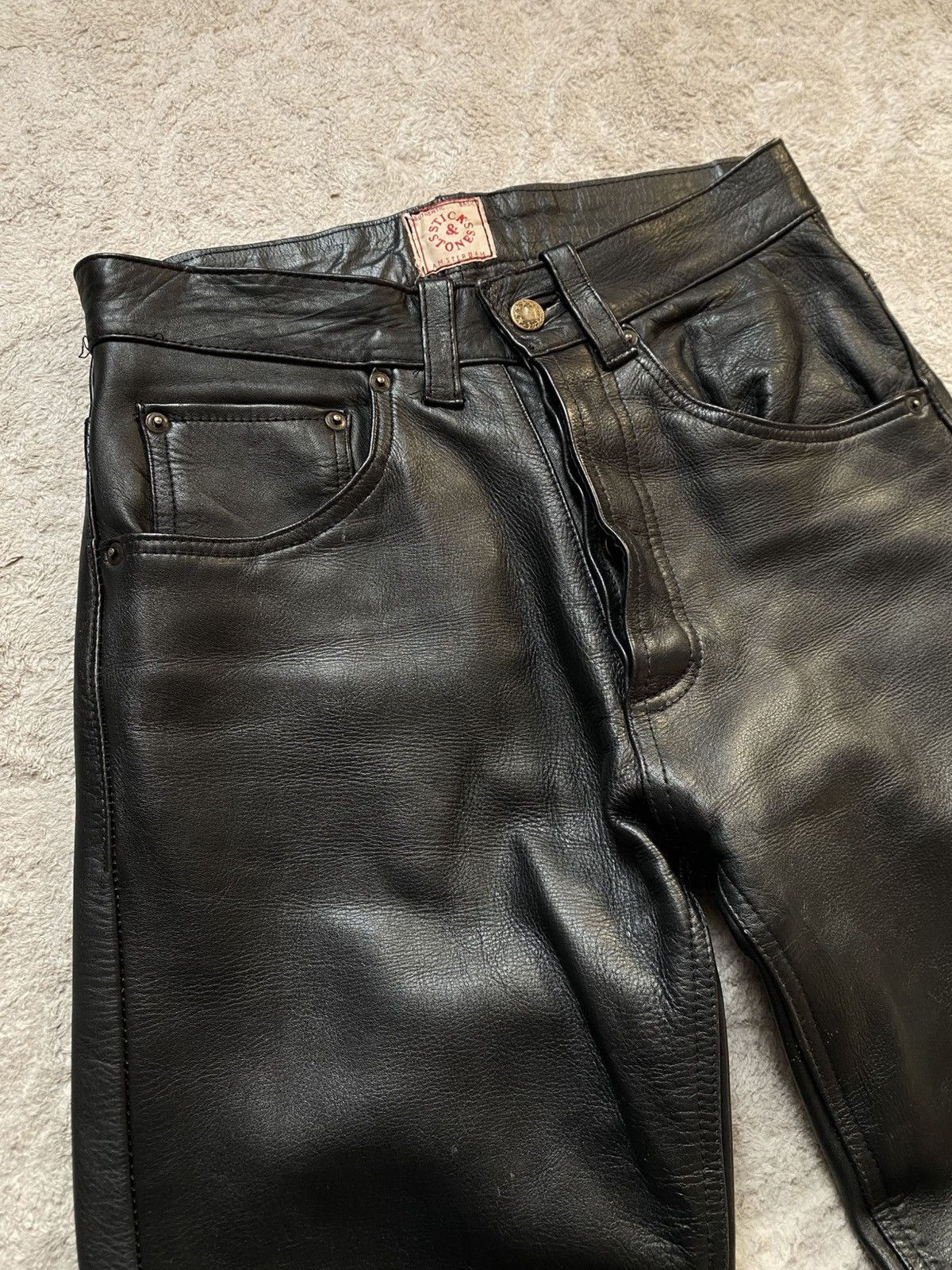 If Six Was Nine Real Leather Black Vintage Opium y2K pants Size US 29 - 4 Thumbnail