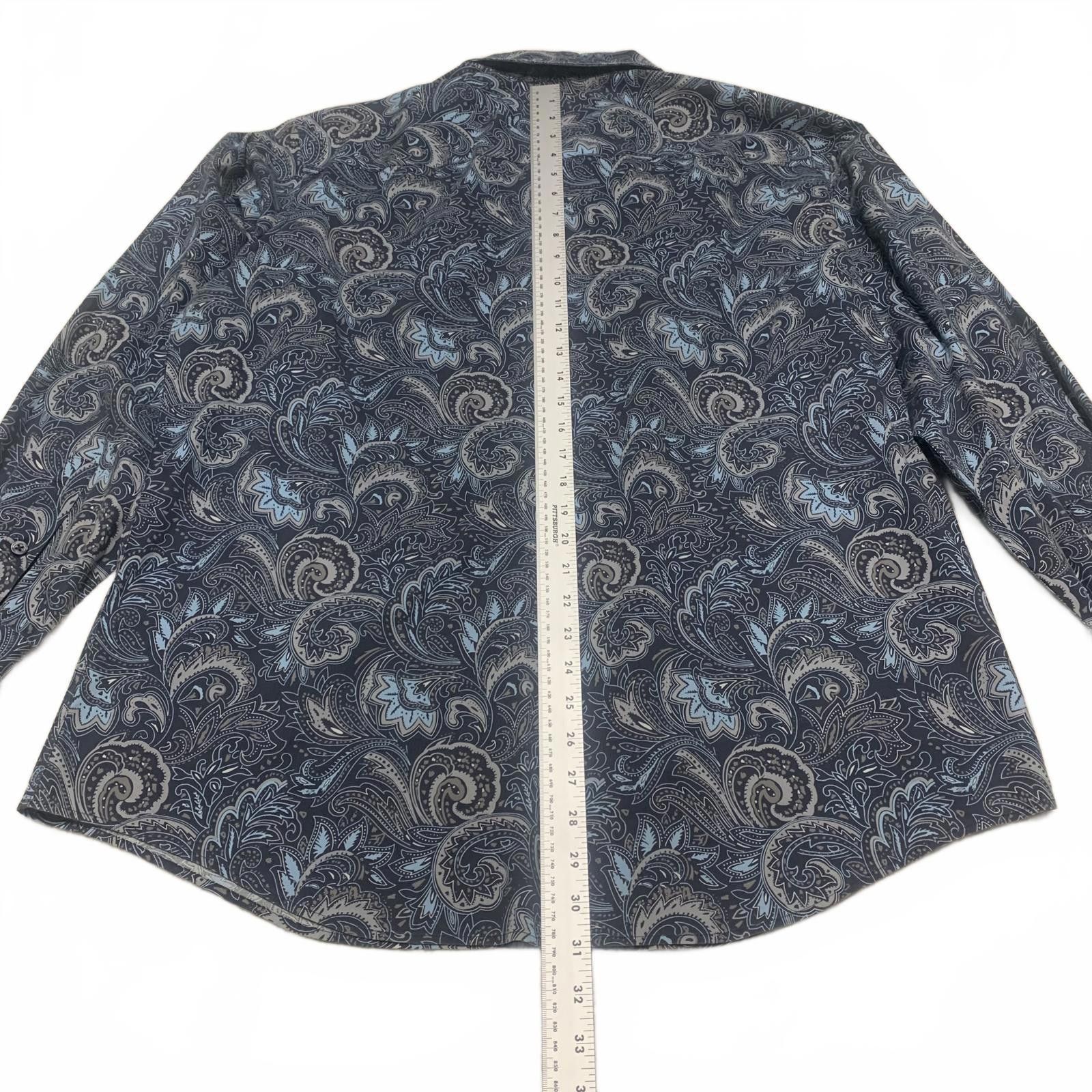 Alfani Alfani Men's XL Blue Paisley Print Long Sleeve Shirt Size US XL / EU 56 / 4 - 4 Thumbnail
