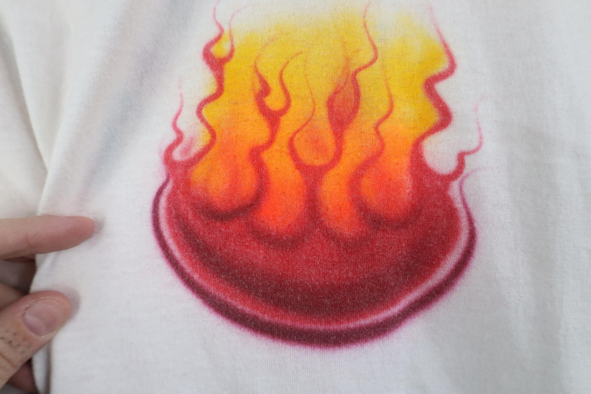 Vintage Vintage 90s Y2K Streetwear Big D Fire Flames T-Shirt White Size US XL / EU 56 / 4 - 4 Thumbnail