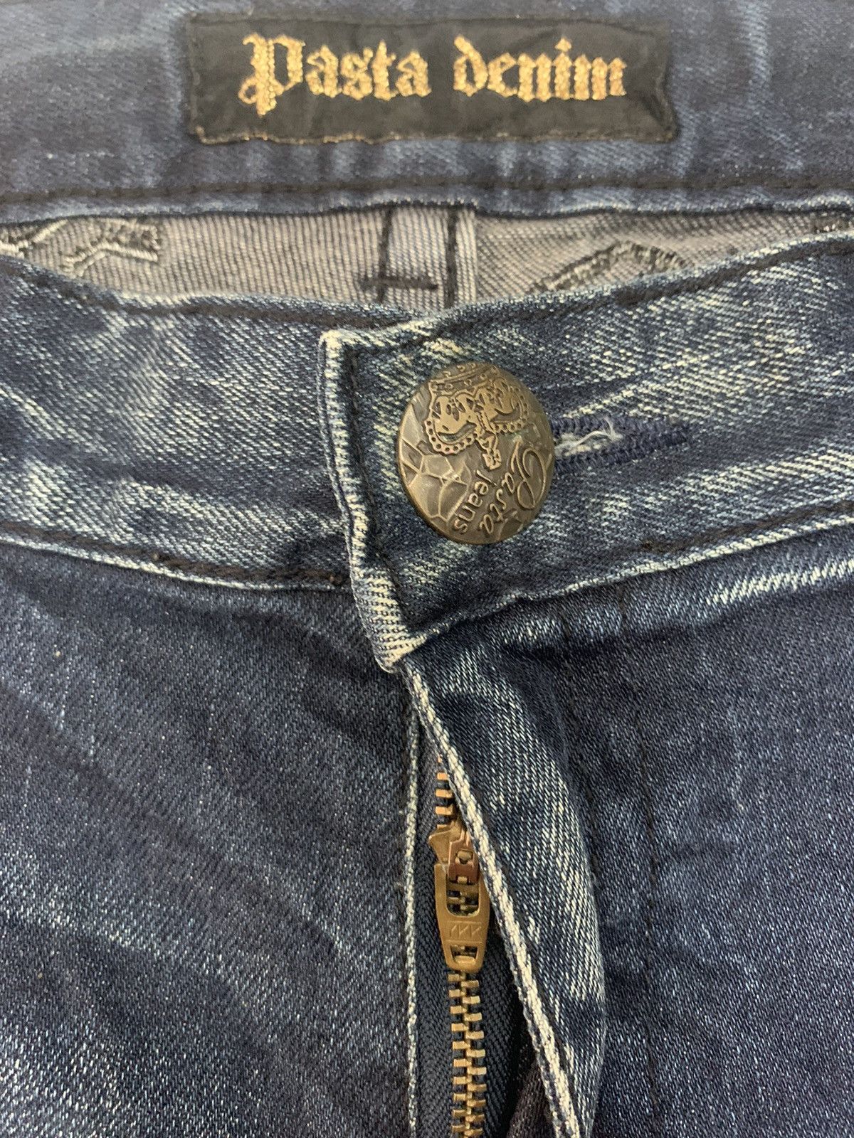 If Six Was Nine Pasta Denim jean skull skeleton design spandex pant Size US 37 - 8 Thumbnail