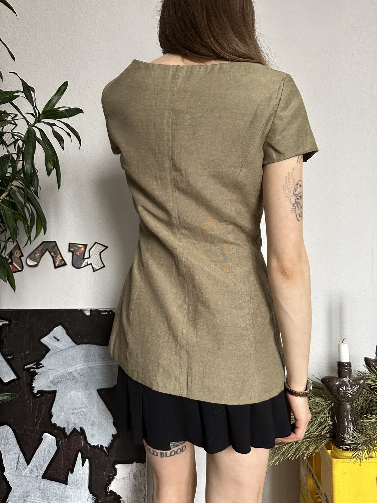 Japanese Brand × Vintage Silhouette Skinny Linen Button Up Vintage Blouse 00s Sade Size XS / US 0-2 / IT 36-38 - 7 Thumbnail