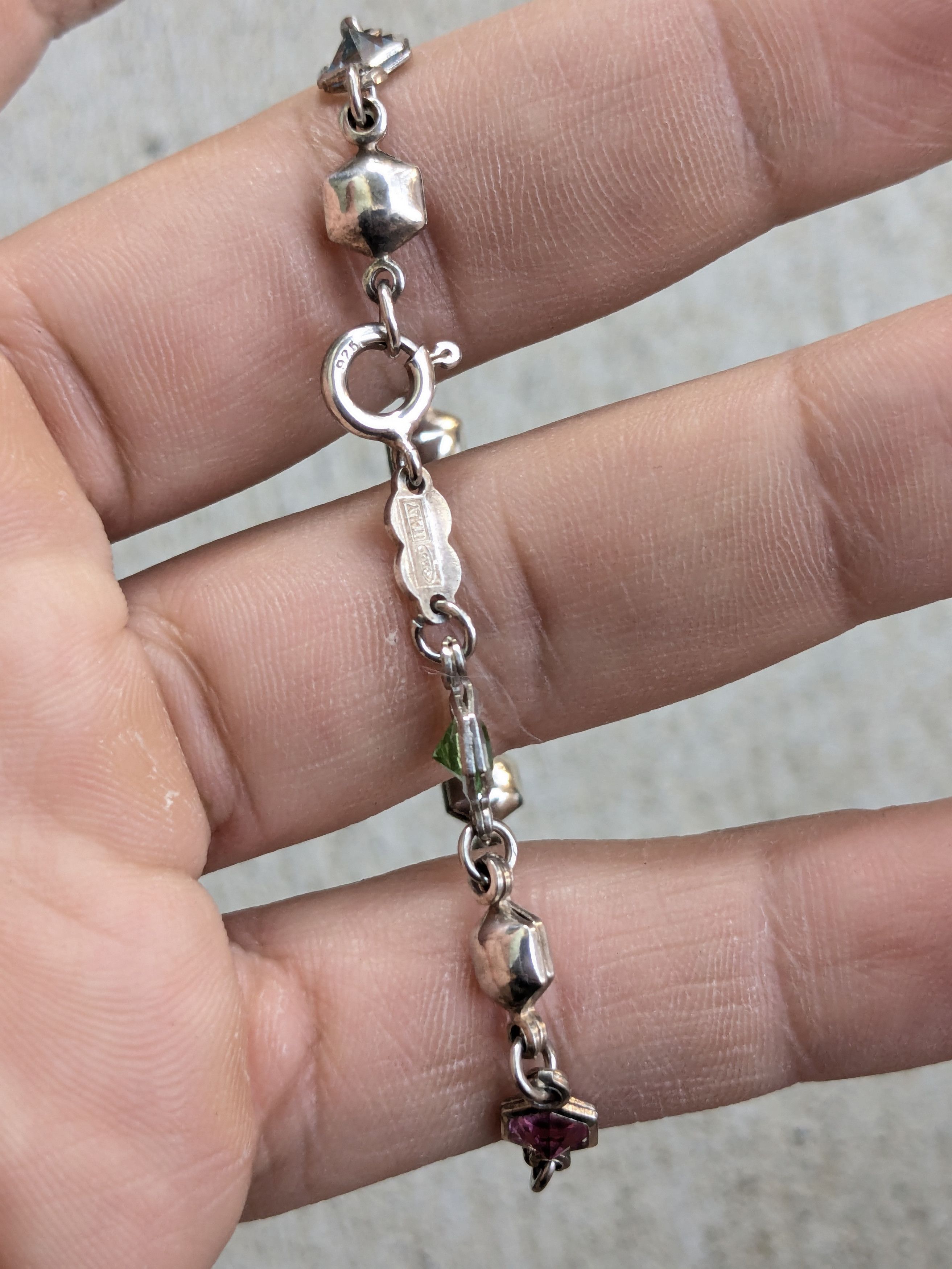 Jewelry Vintage Sterling Silver Bracelet Hexagon Chain 7" Y2K Size ONE SIZE - 11 Thumbnail