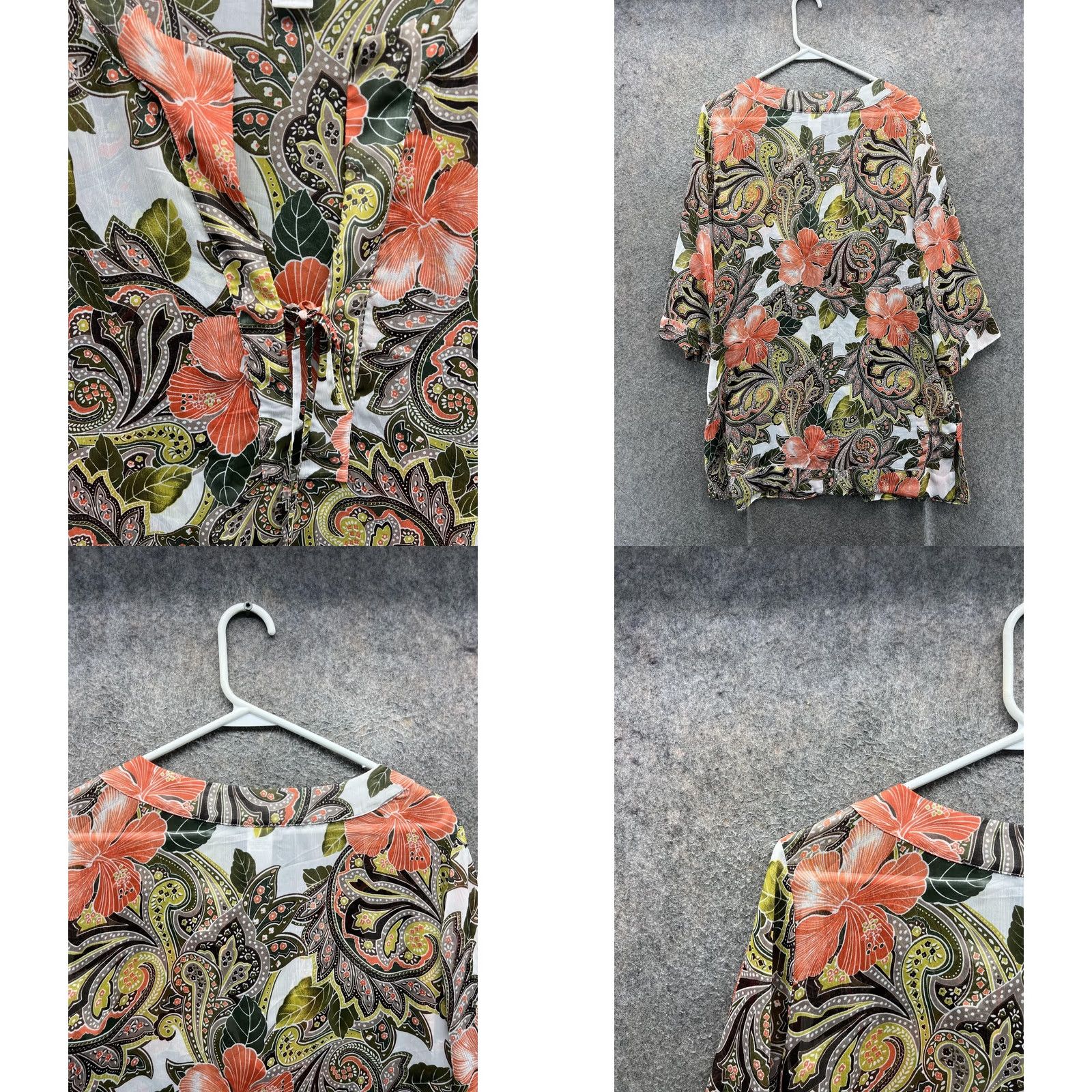 Tommy Bahama Tommy Bahama Blouse Tunic Womens Medium Multicolor Paisley V Neck Lightweight 3/4 Sleeve Relaxed Casual Beachwear Shirts Size M / US 6-8 / IT 42-44 - 8 Thumbnail