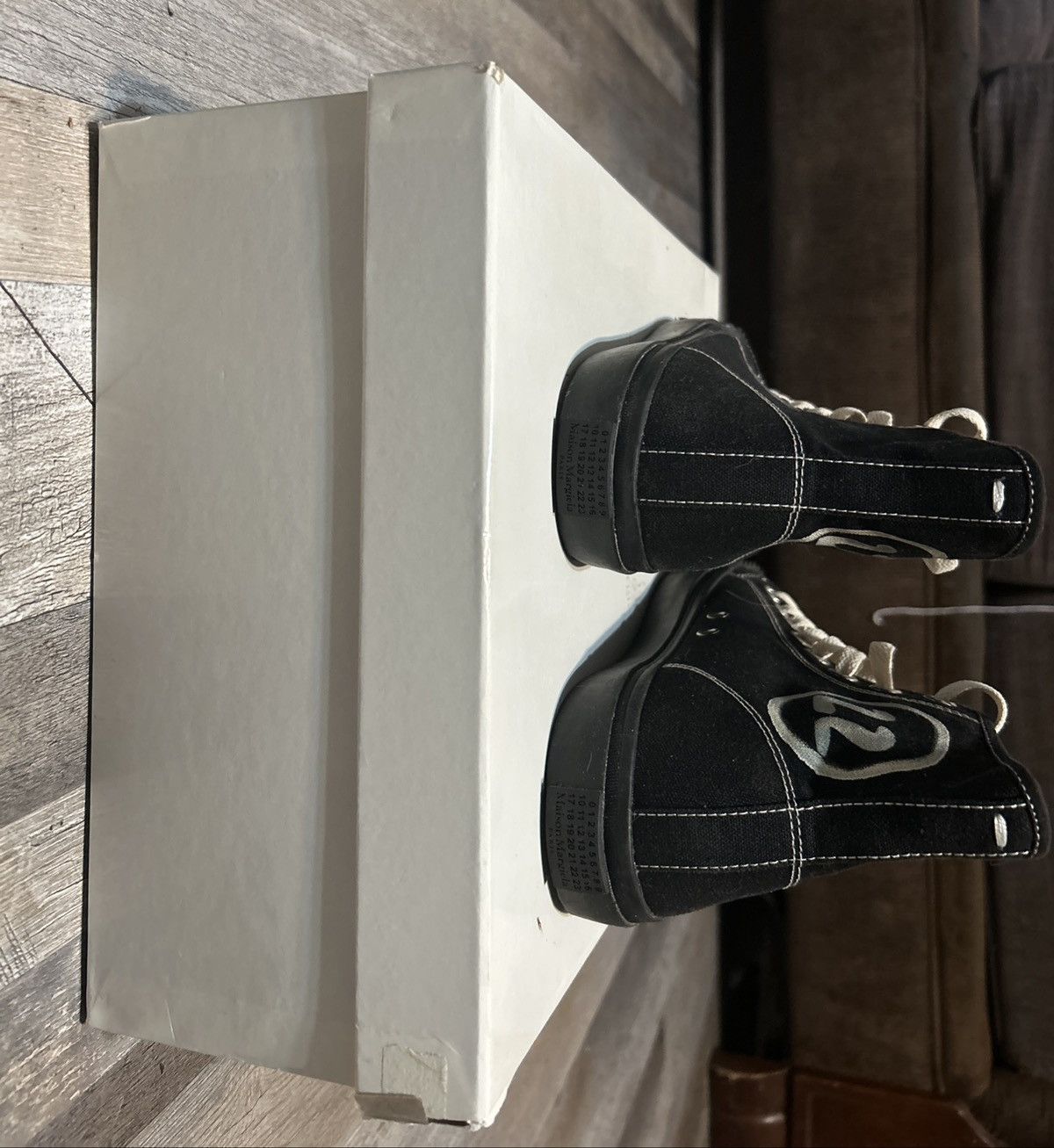 Maison Margiela Maison Margiela High Top Black And White Seude Tabi Sneakers Size US 7 / EU 40 - 5 Thumbnail