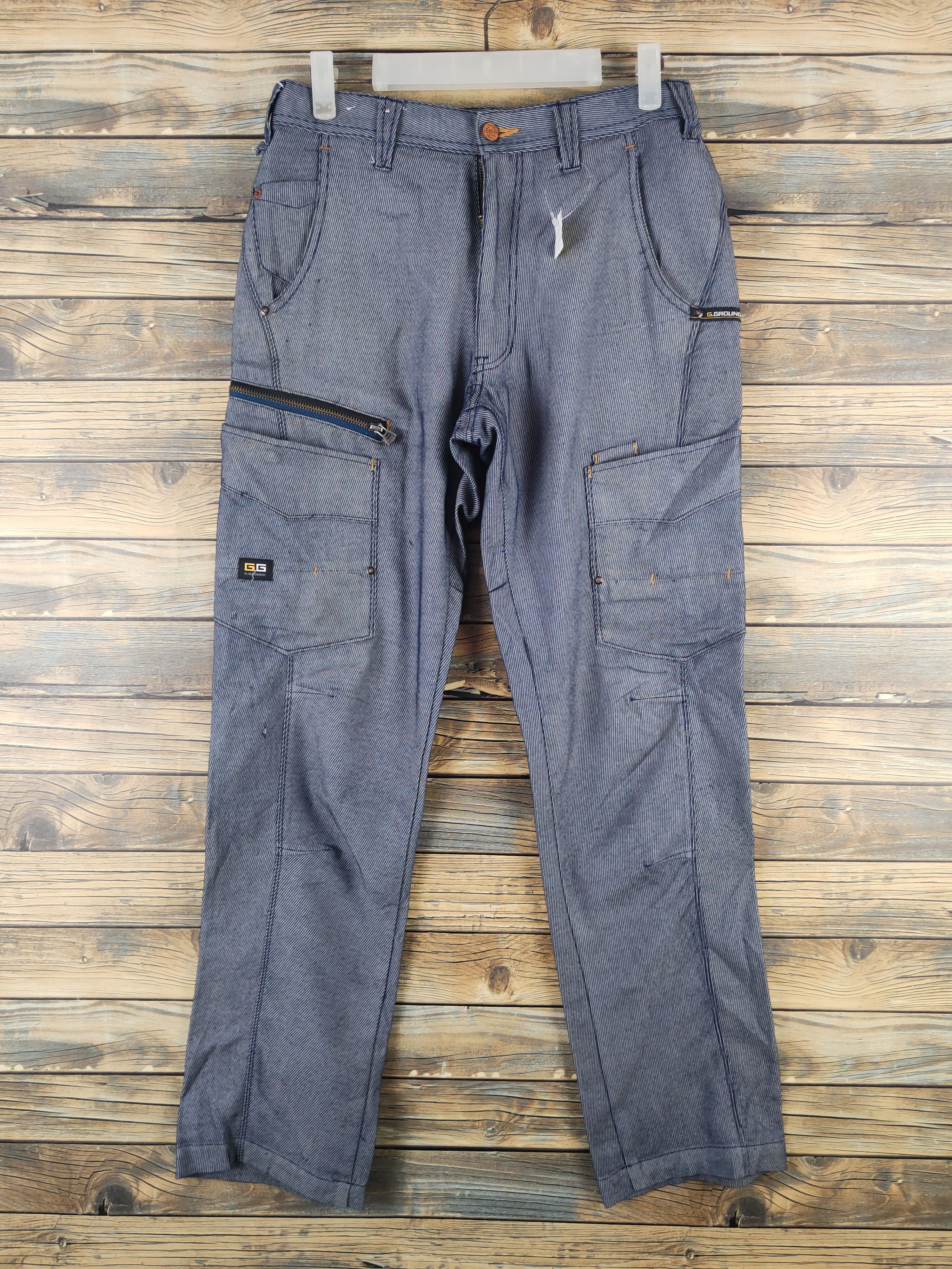 Japanese Brand DL G.ground Blue Multipocket Cargo Pants #46-281T Size US 30 / EU 46 - 1 Thumbnail