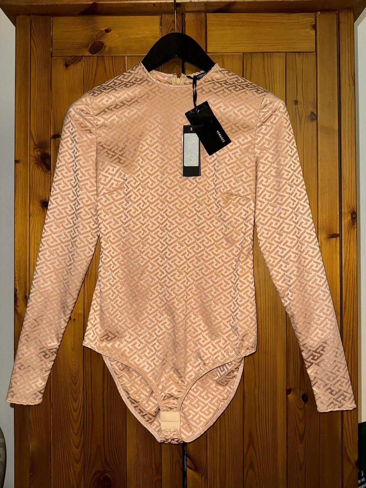 Versace Versace La Greca camel monogram bodysuit, size S Size S / US 4 / IT 40 - 1 Thumbnail