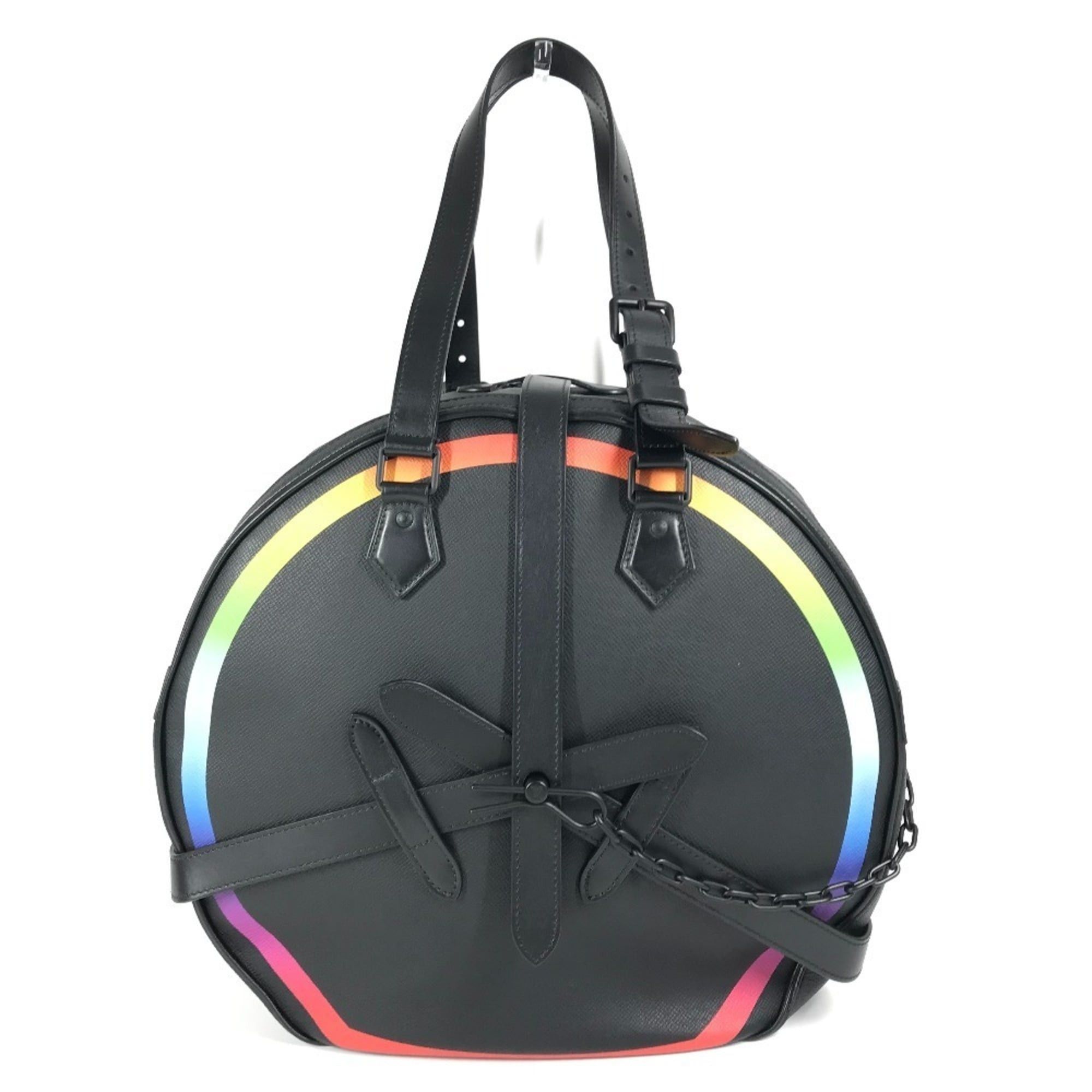 LOUIS VUITTON M30335 Taiga Rainbow Soft Hat Trunk Bag Crossbody Pochette Shoulder Leather Men's and Women's Ardoise Black