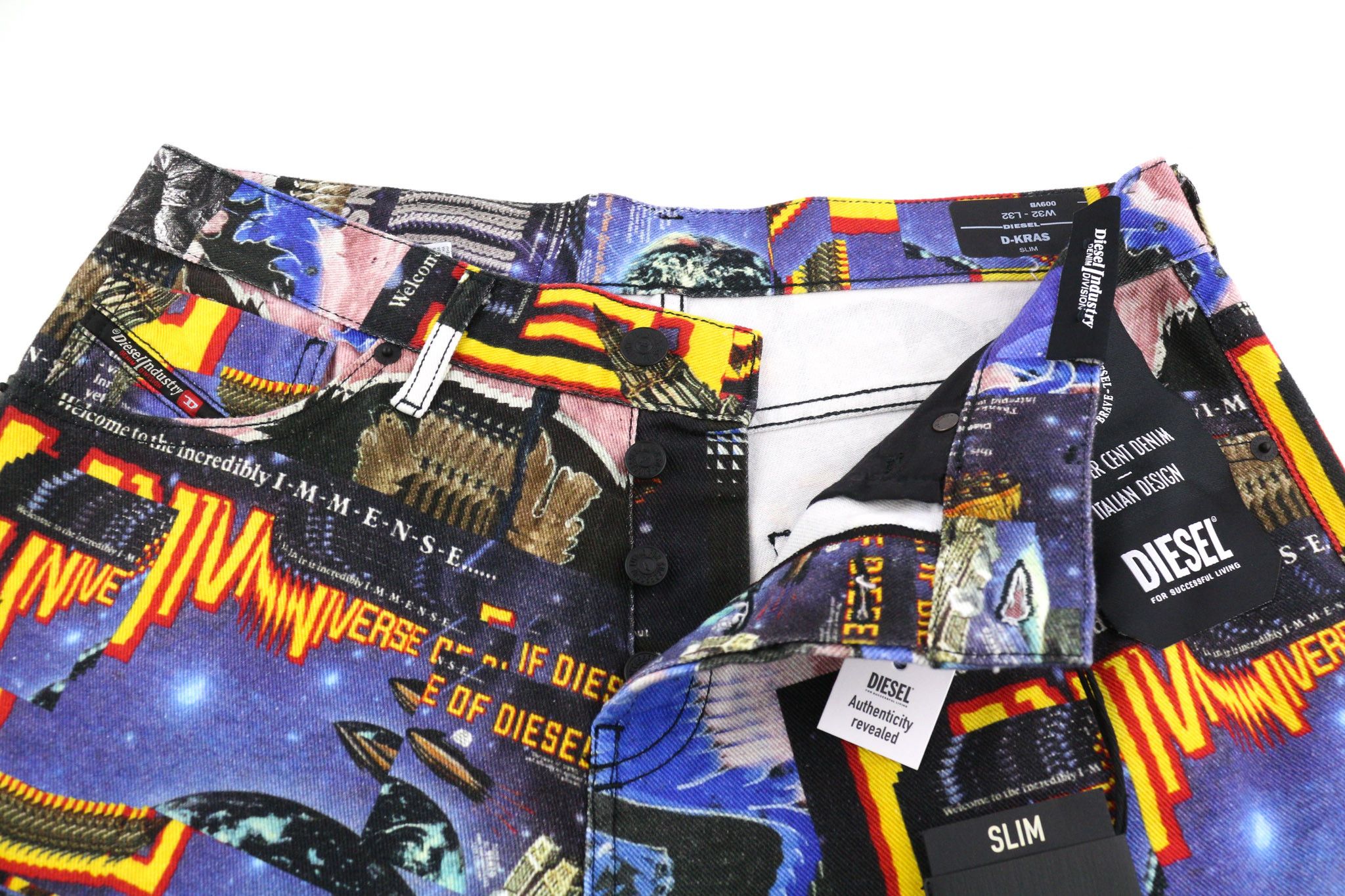 Diesel D-KRAS 009VB W32/L32 Slim Patterned Denim 40446 Size US 32 / EU 48 - 5 Thumbnail