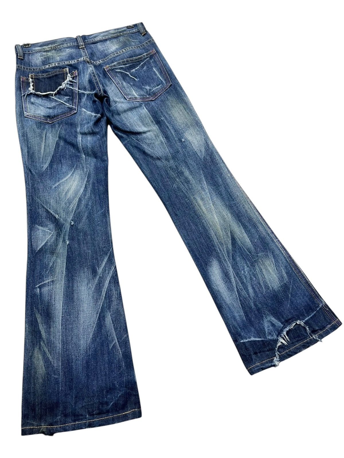 Midnight Studios Midas Machiavel Japan Distressed Flare Denim Y2K Rare Size US 29 - 5 Thumbnail