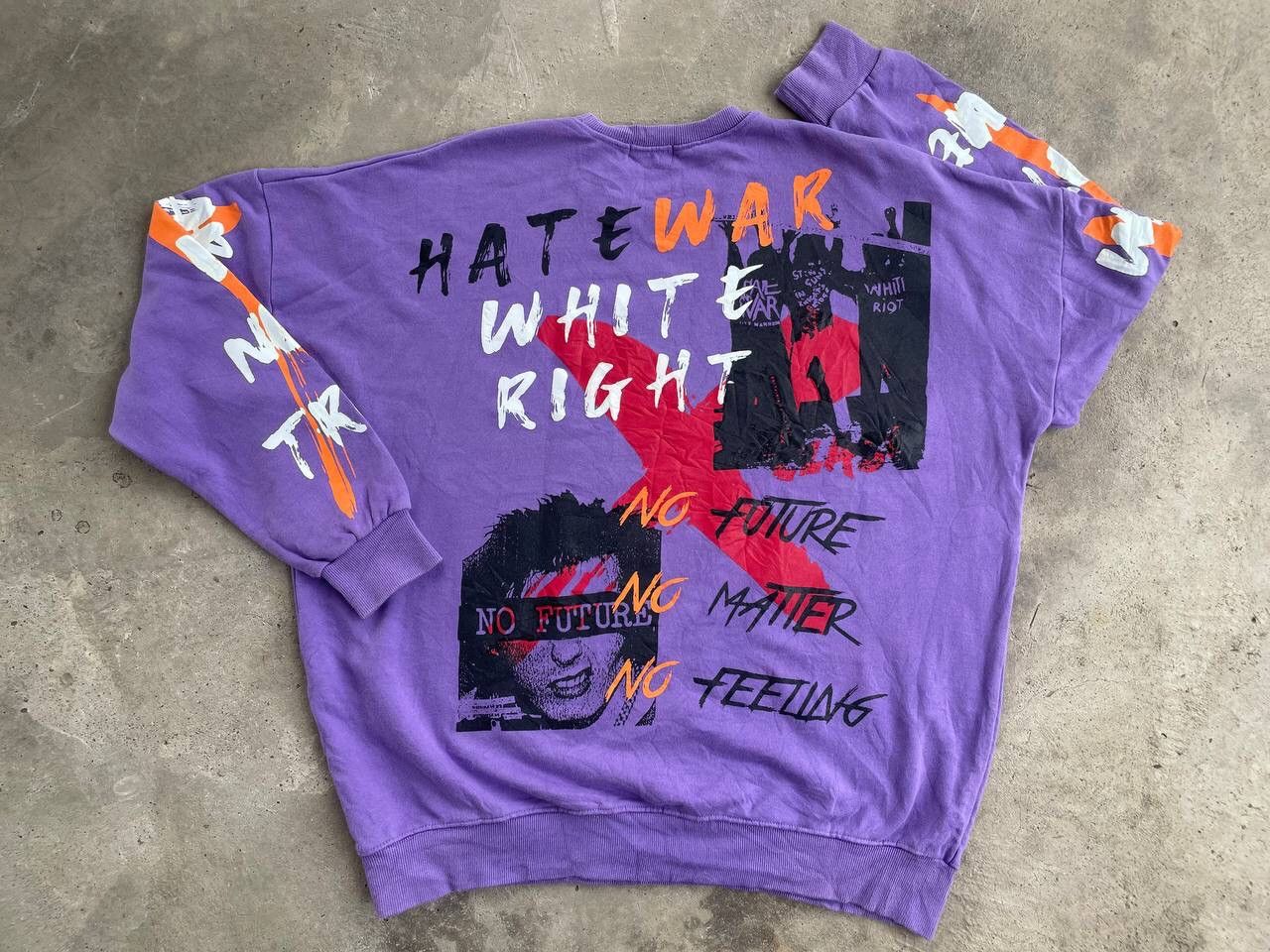 Designer HATE WAR WHITE RIGHT STREET ART SWEATSHIRT Size US L / EU 52-54 / 3 - 4 Thumbnail