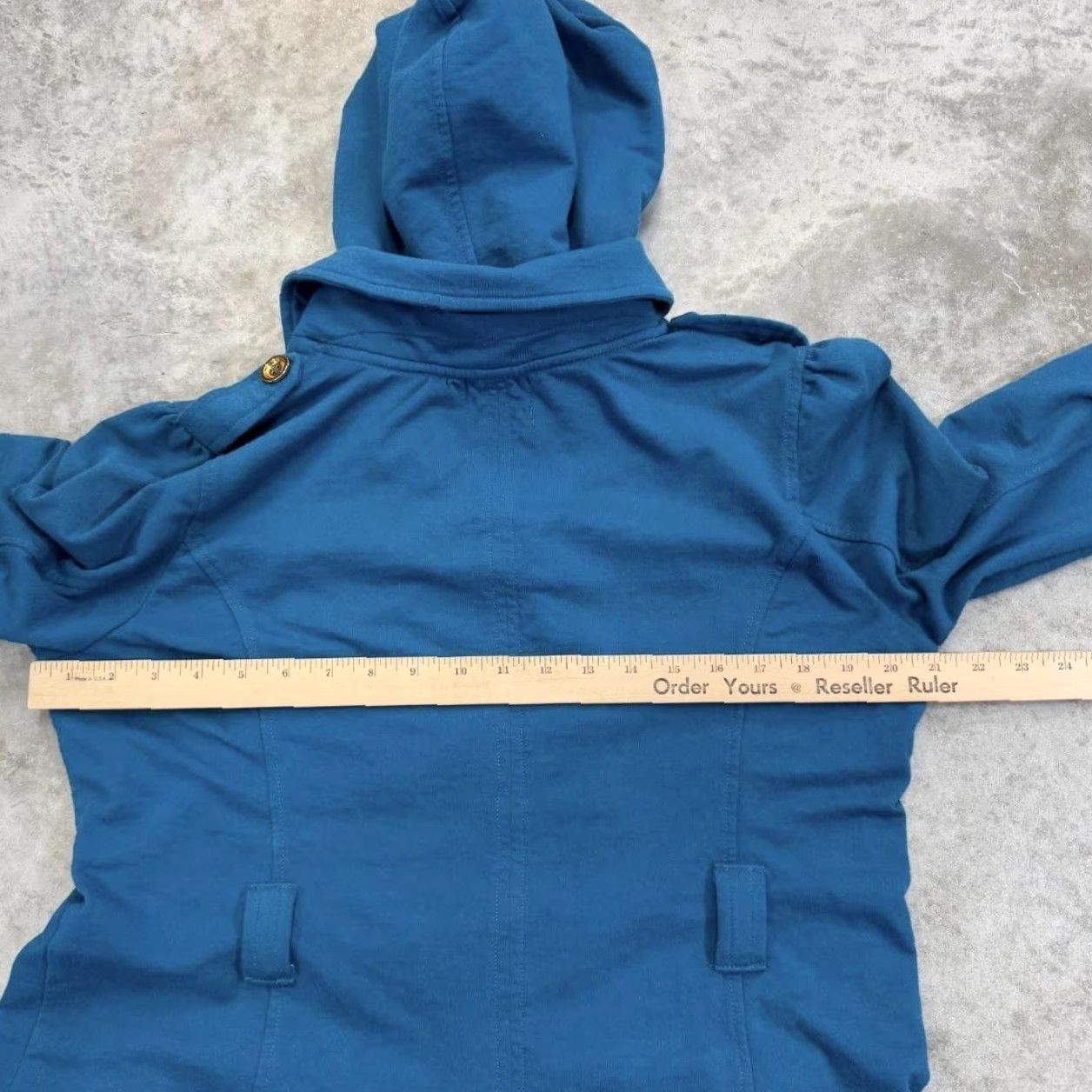Juicy Couture VINTAGE Juicy Couture Jacket Womens Medium Blue Hooded Double Breasted Peacoat Pockets Coat Size M / US 6-8 / IT 42-44 - 7 Thumbnail