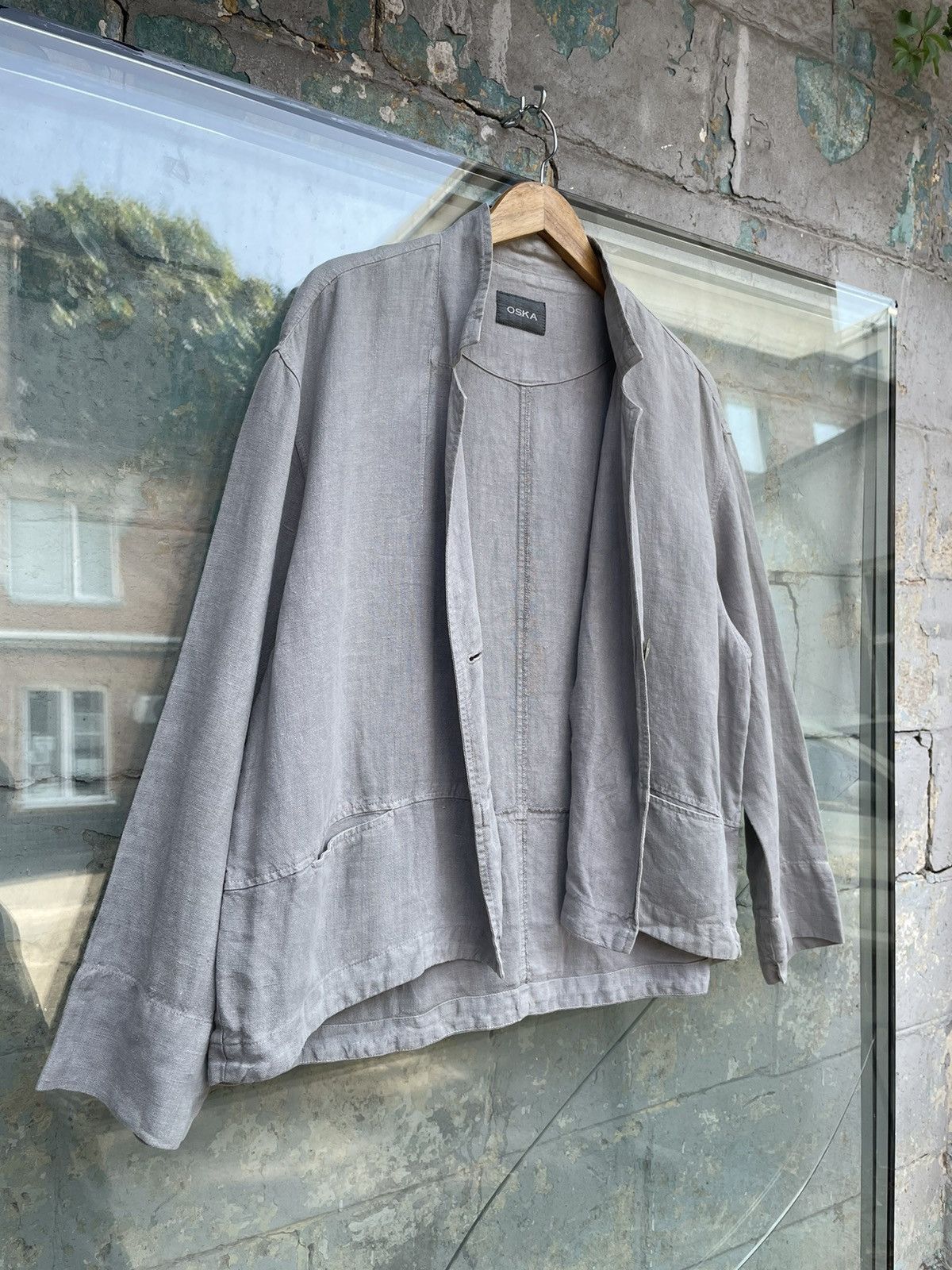 OSKA 100% Linen Japanese Kimono Blazer Jacket Made in Japan