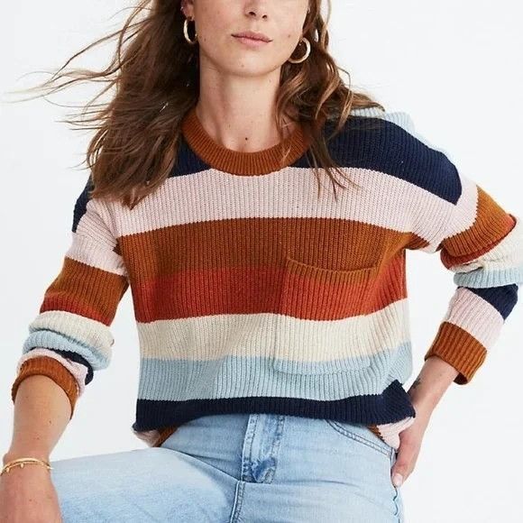 Madewell Madewell Striped Knit Sweater S Fall Autumn Layering Preppy Size S / US 4 / IT 40 - 1 Thumbnail