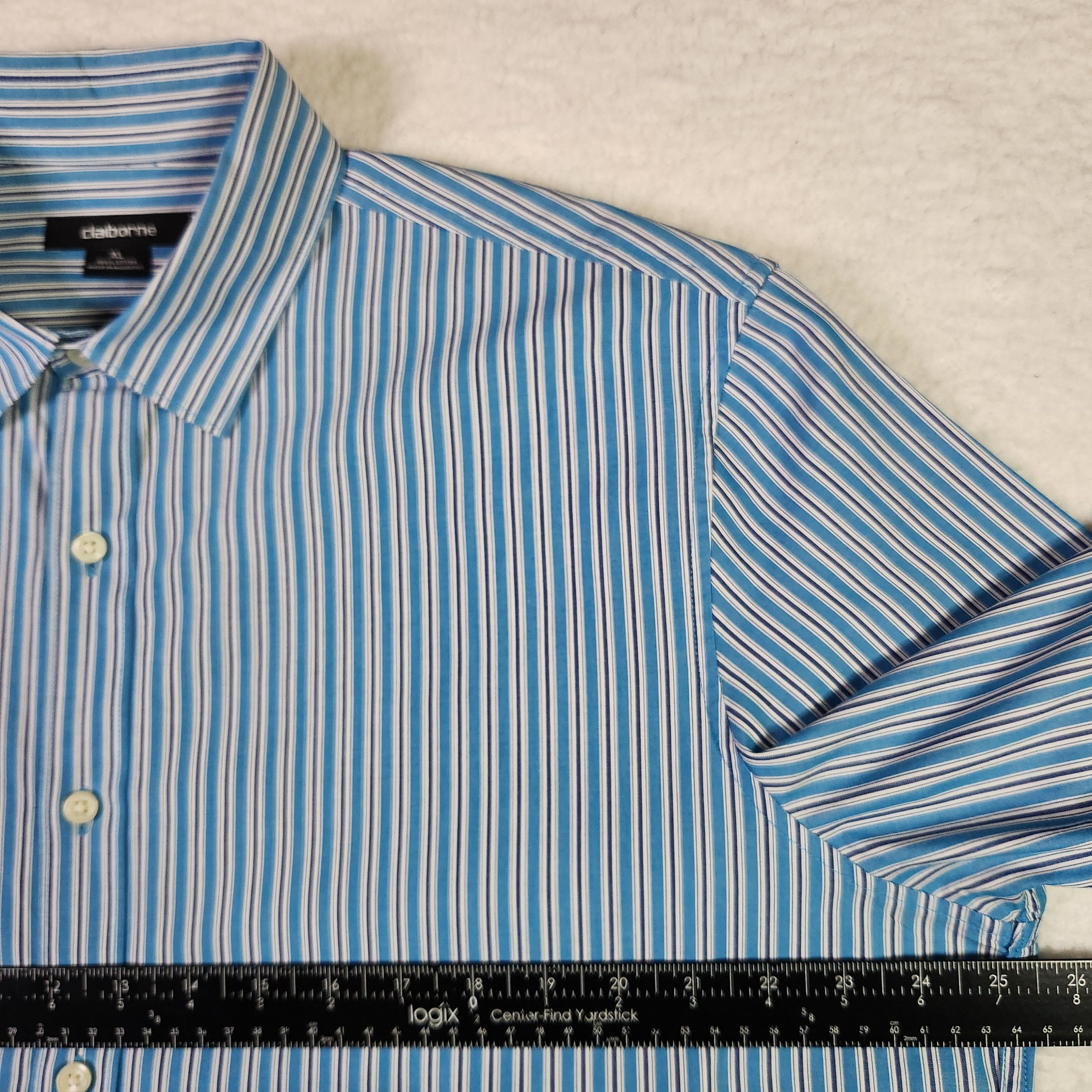 Liz Claiborne Claiborne VINTAGE Striped Shirt XL Blue Short Sleeve Button Size US XL / EU 56 / 4 - 7 Thumbnail