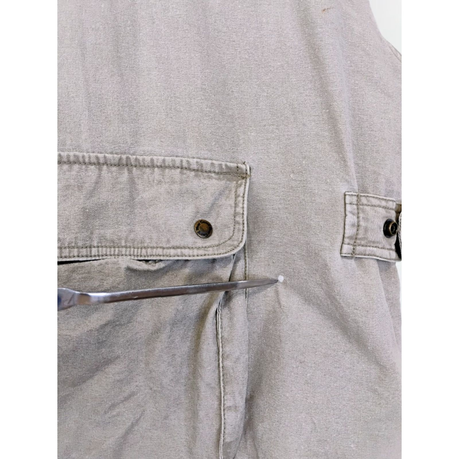 Vintage VINTAGE Wear Guard Canvas Cargo Vest Large Quilt Lined Hiking Hunting Fishing Corduroy Collar Stand-Up Collar Pockets Zip Snap Men Vest Size US L / EU 52-54 / 3 - 5 Thumbnail