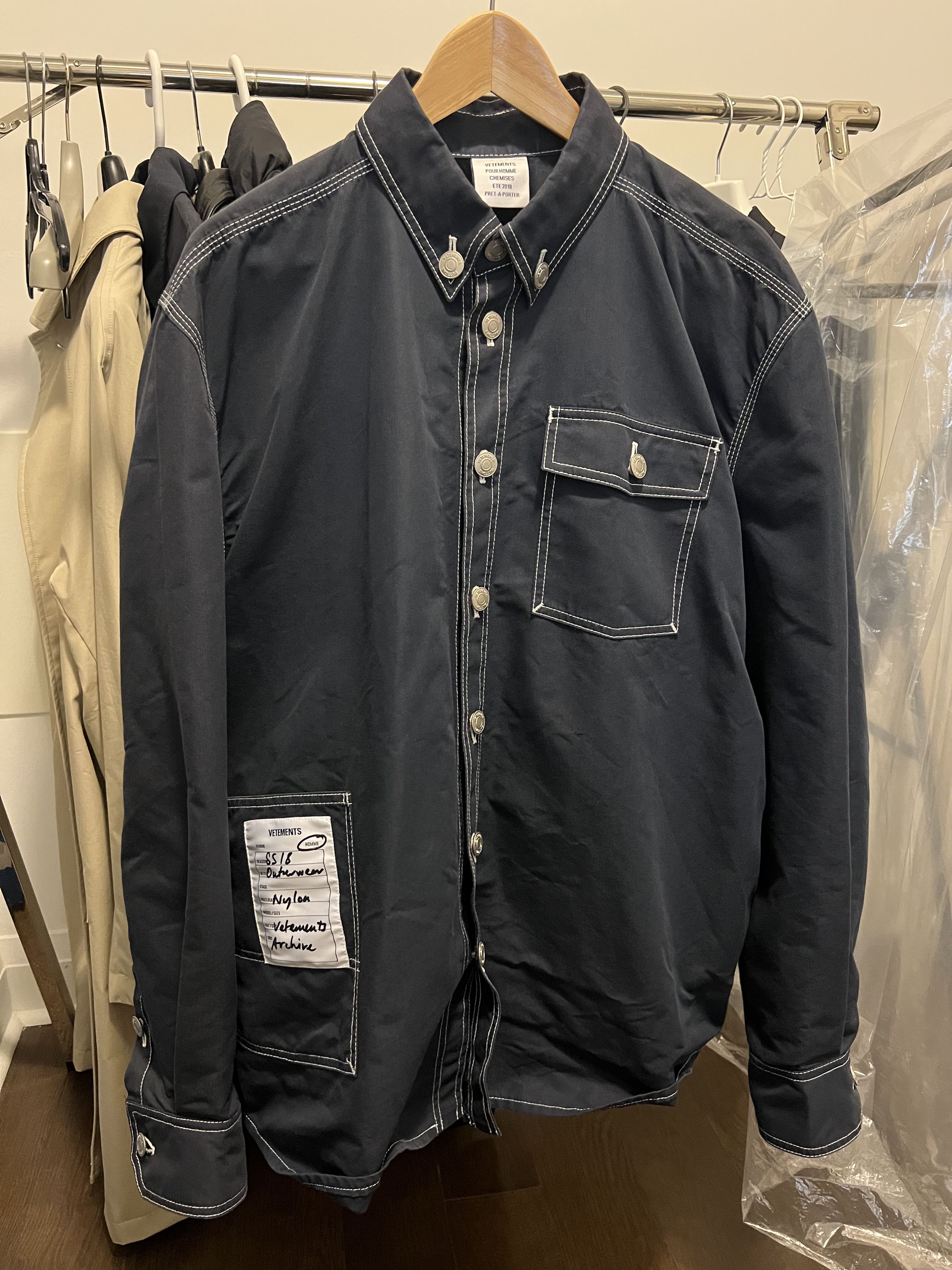Vetements Navy SS18 Heavy Nylon Shirt