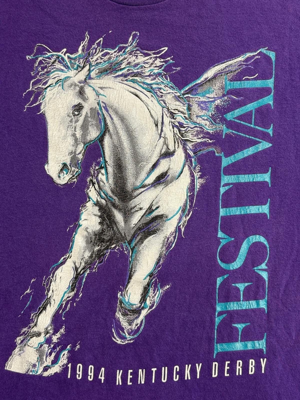 Fruit Of The Loom Vintage Horse Riding T-shirt 1994 Kentucky Derby Festival Size US XL / EU 56 / 4 - 3 Thumbnail