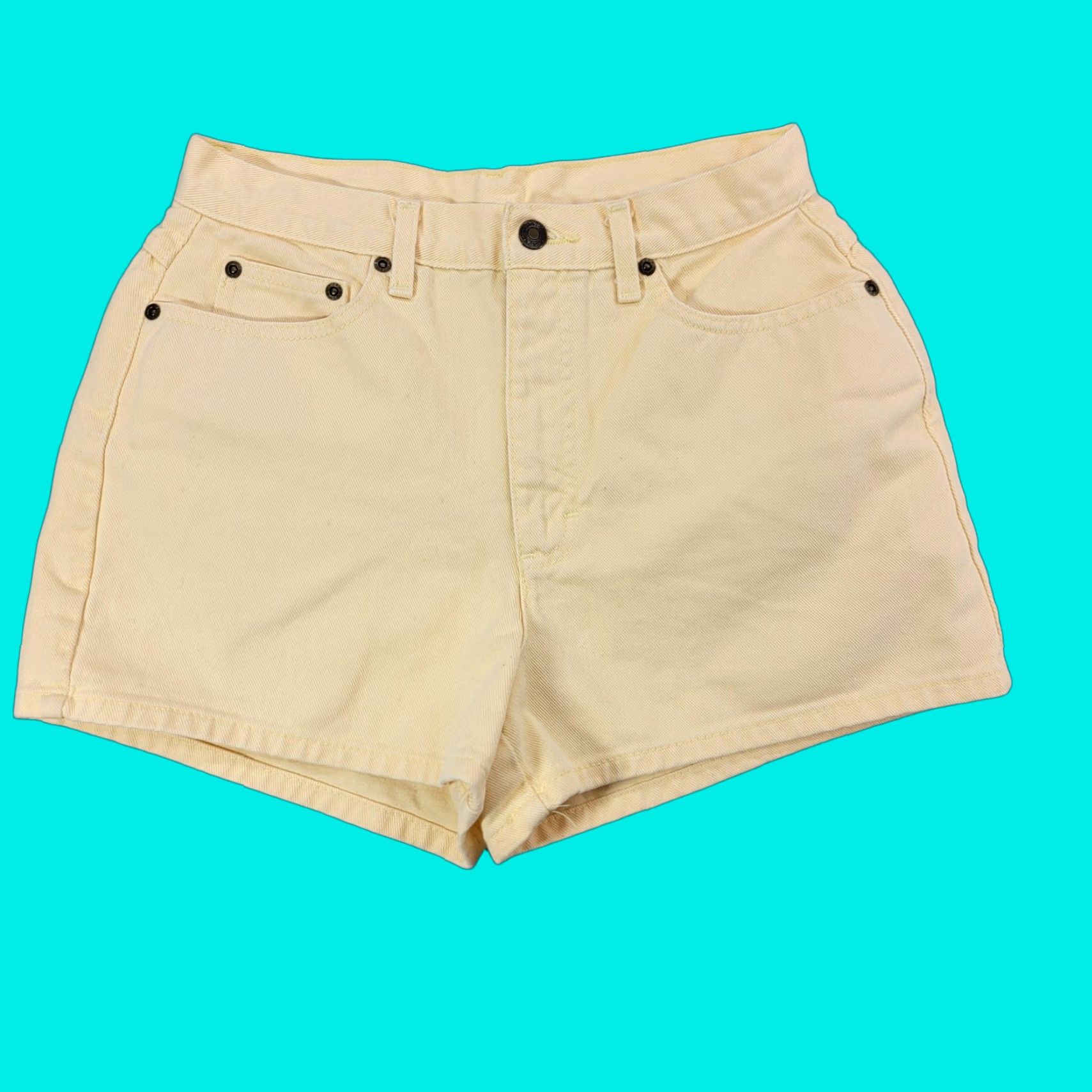 Vintage Newport News Jeanology Shorts Womens Size 10 Zip Button Yellow Denim 5 Pocket 100% Cotton E2653 Size 32" / US 10 / IT 46 - 1 Thumbnail